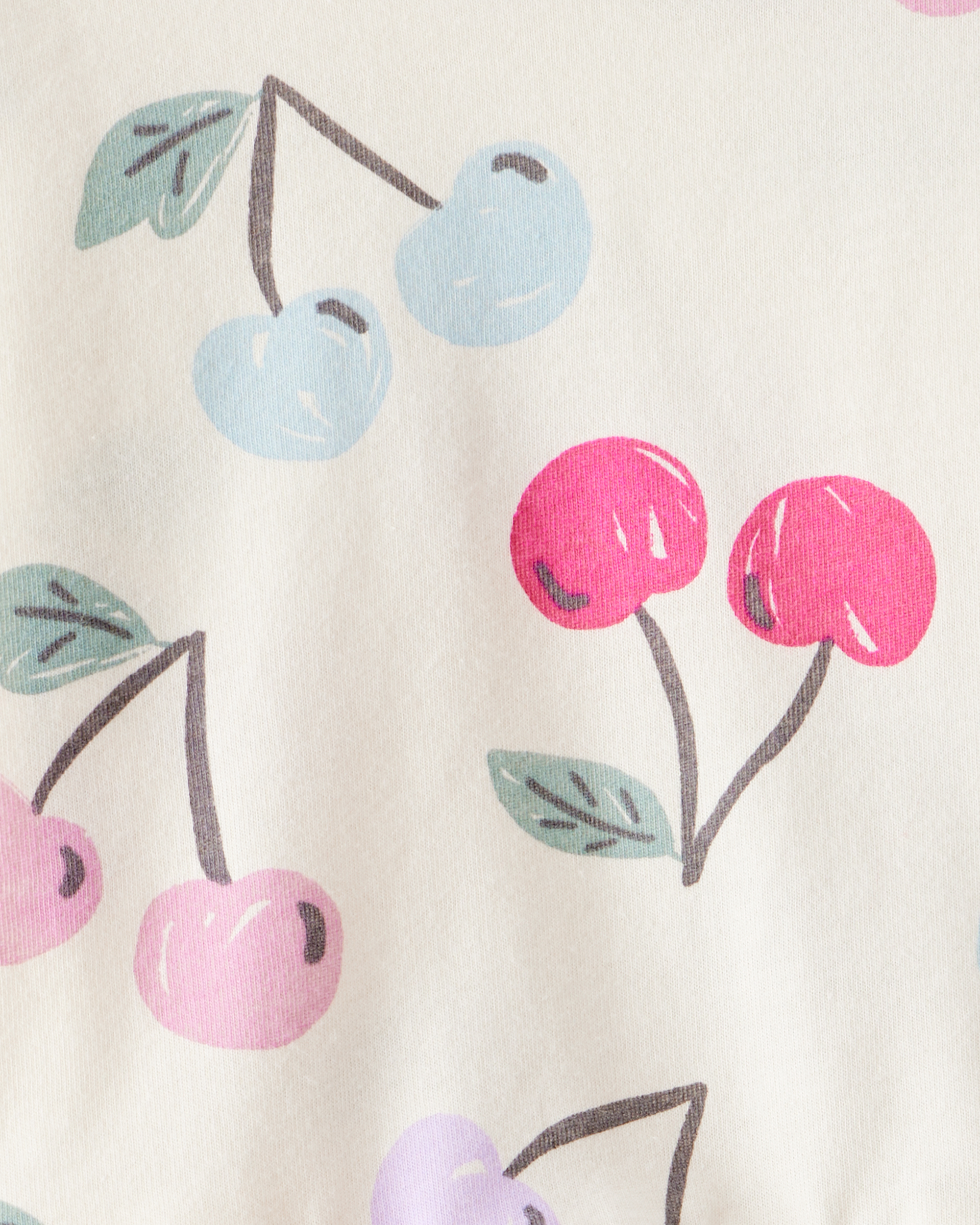 Baby Girl Cherry Long-Sleeve Peplum Top - White