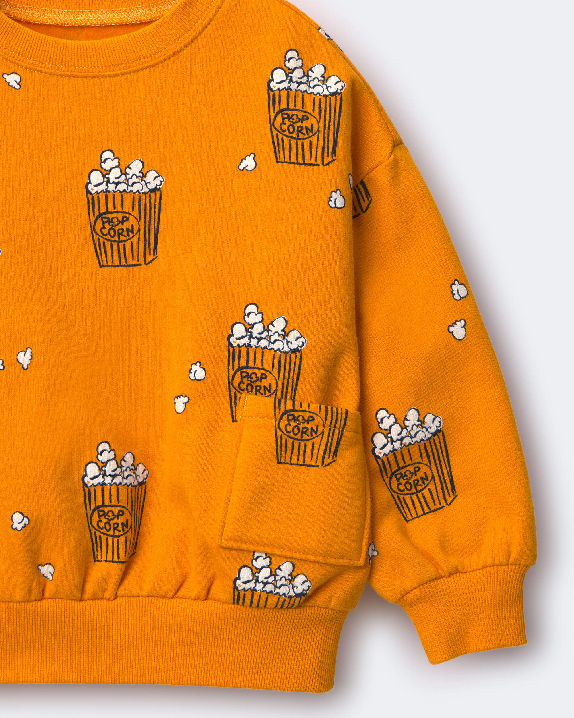Toddler Otter Sweatshirt™ with Pockets Popcorn Print - Golden Yellow