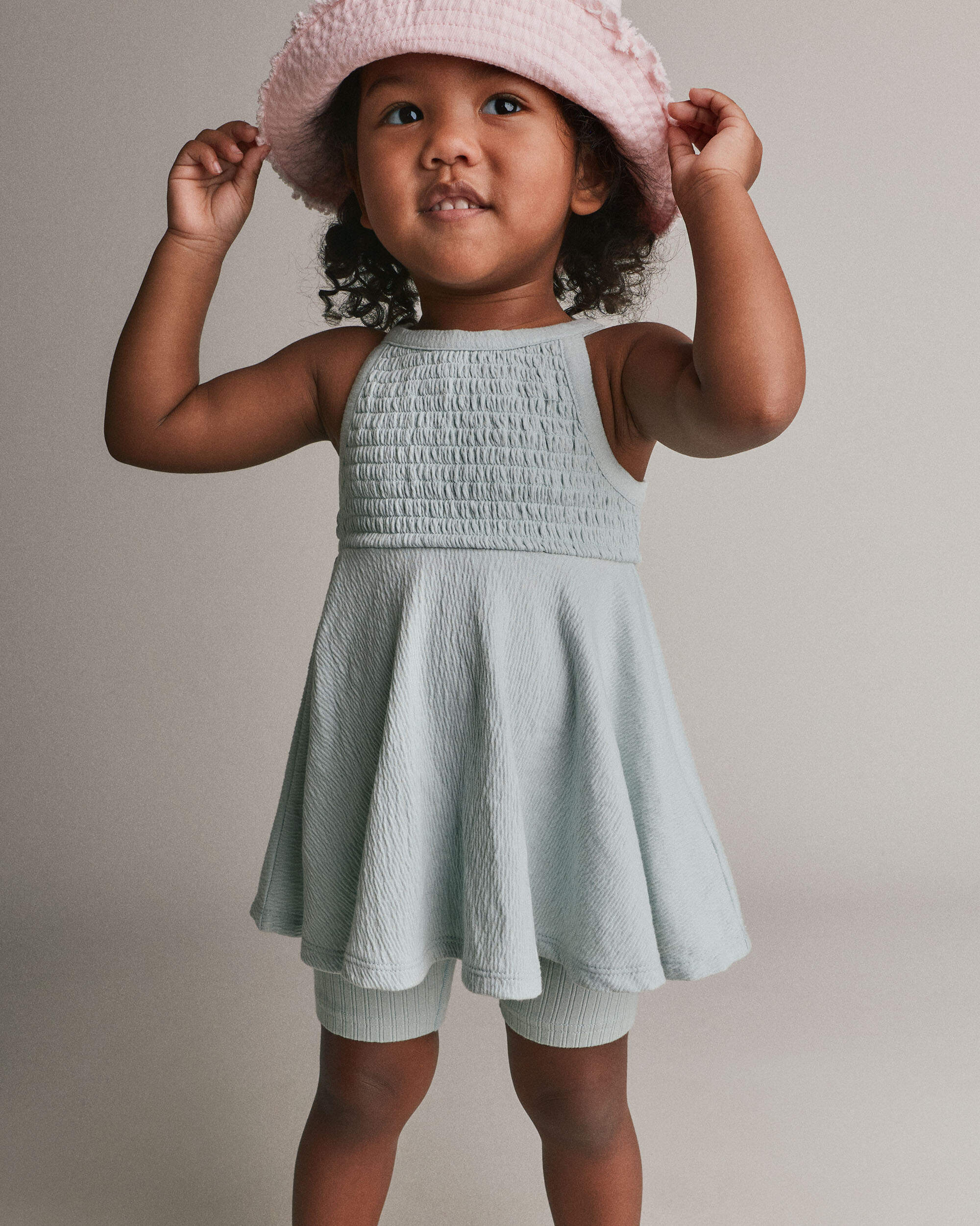 Toddler Girl Smocked Peplum Top - Light Blue