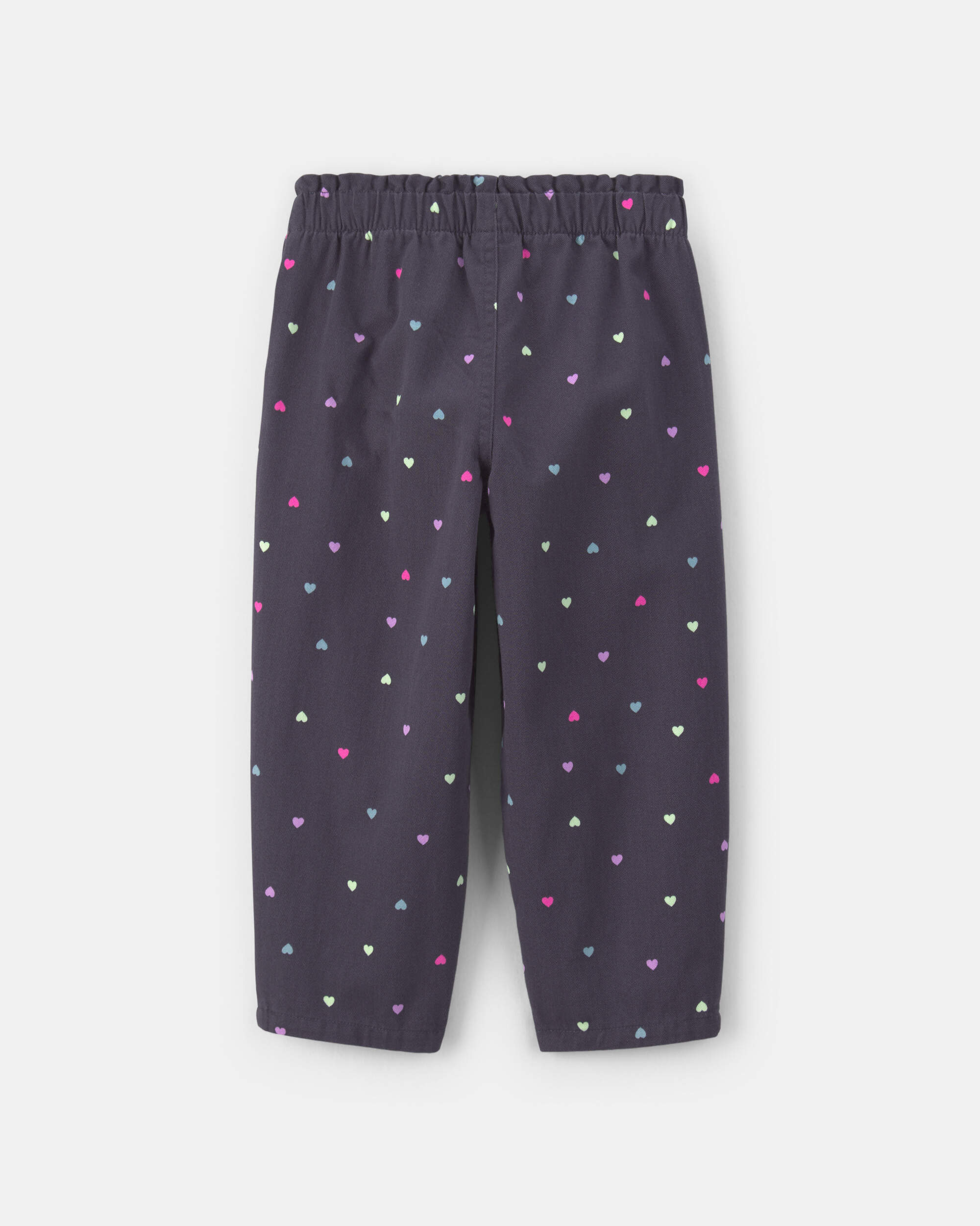 Toddler Girl Heart Twill Pull-On Pants - Black