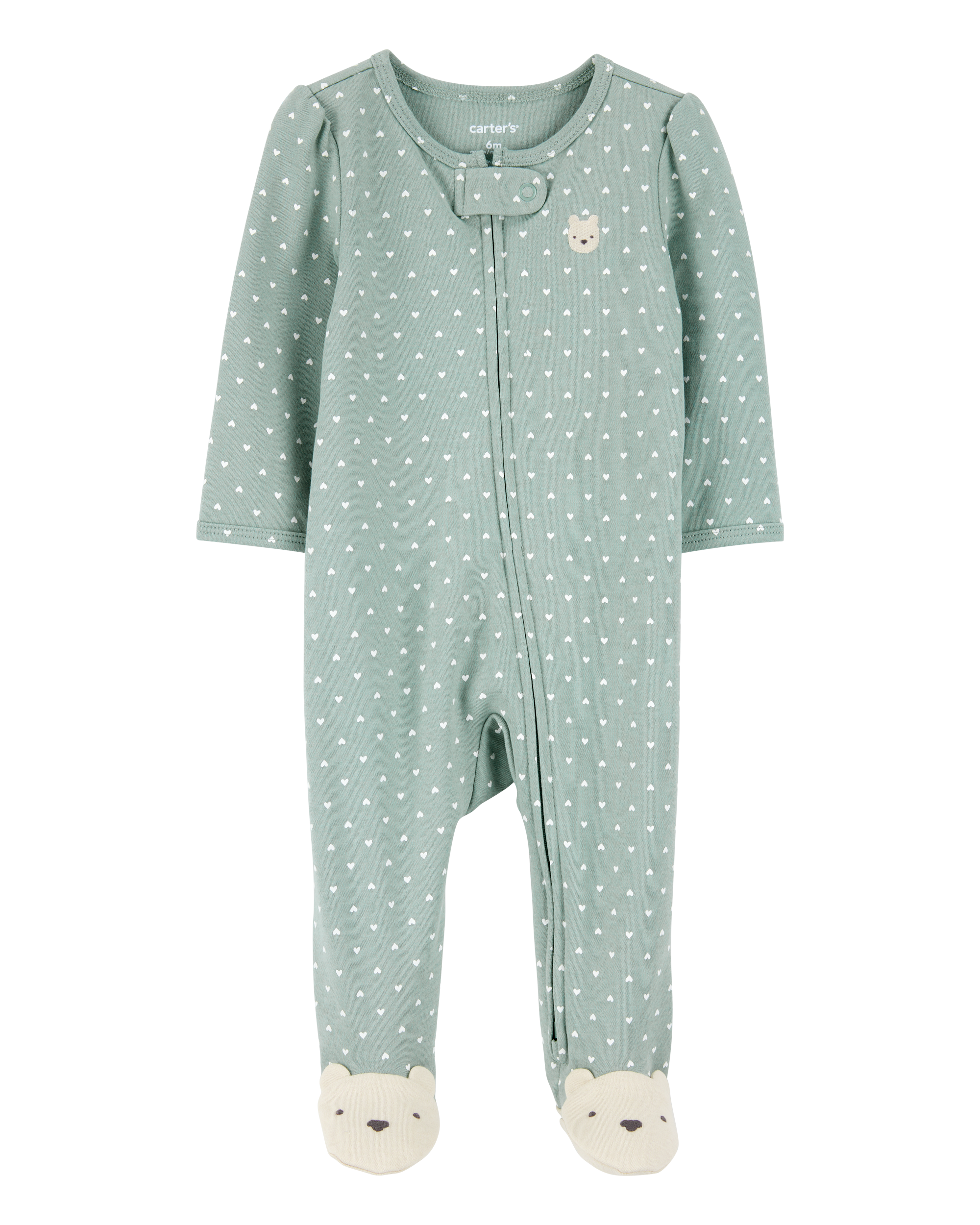 Baby Girl Polka Dot 2-Way Zip Cotton Sleeper pyjamas