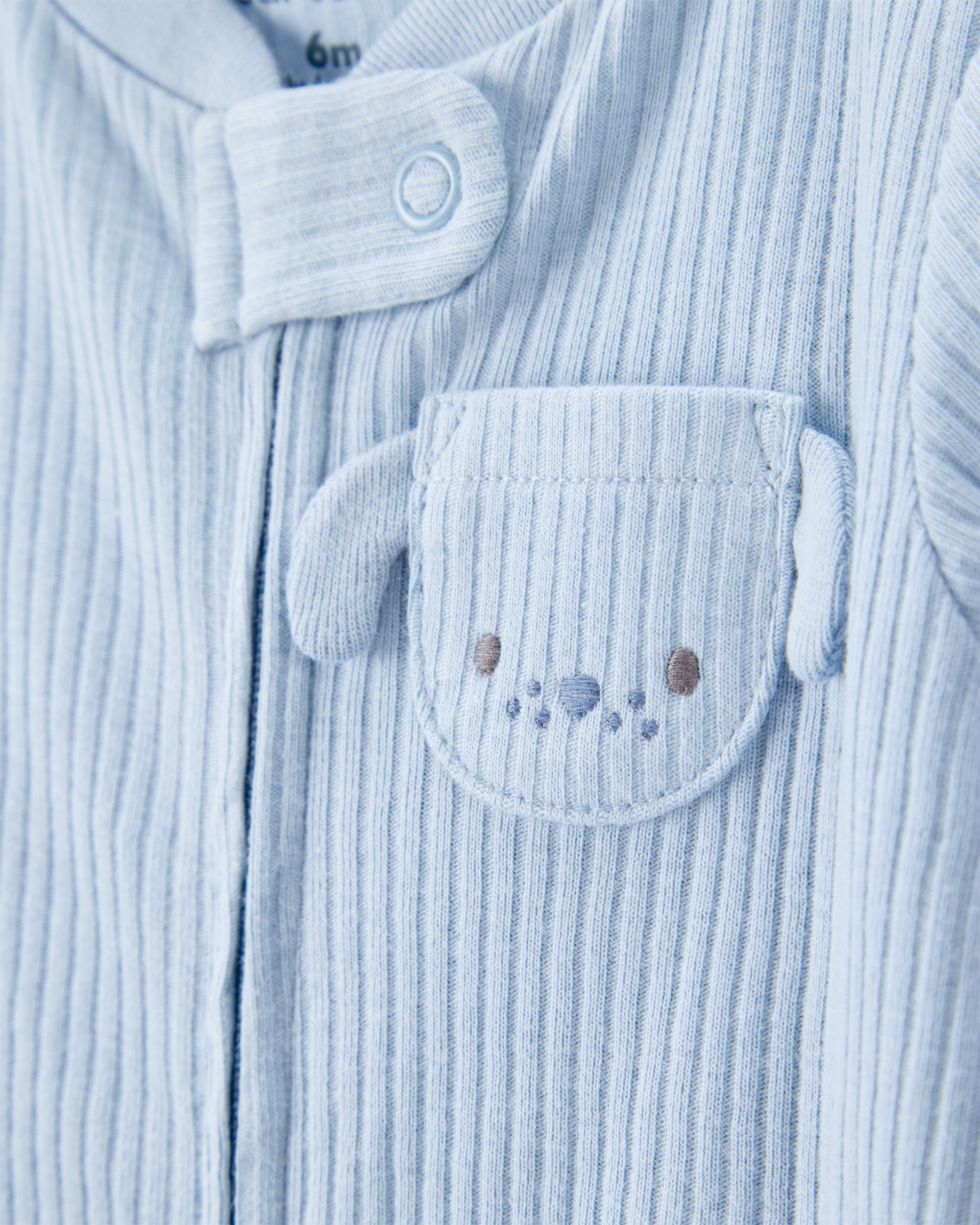 Baby Boy Dog Pocket 2-Way Zip Ribbed Sleeper pyjamas