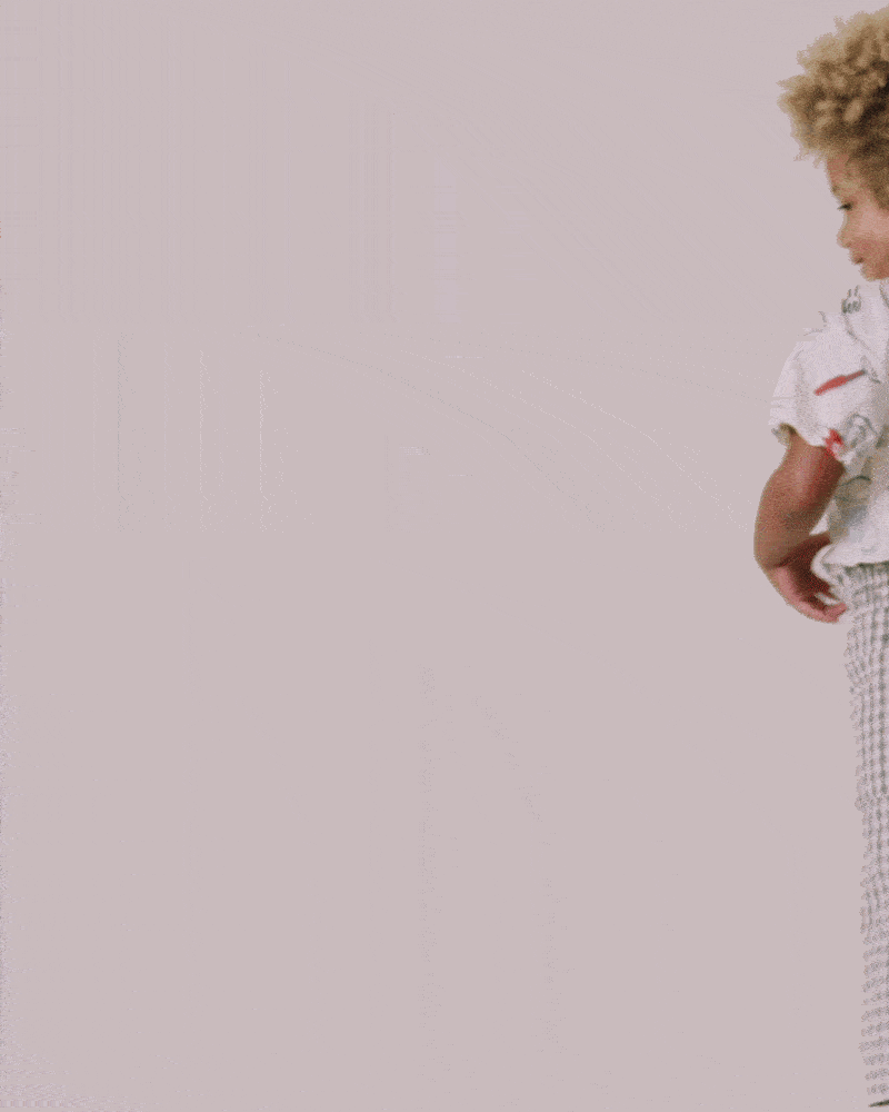 Toddler Girl Scalloped Collar Top Baking Print - Cream