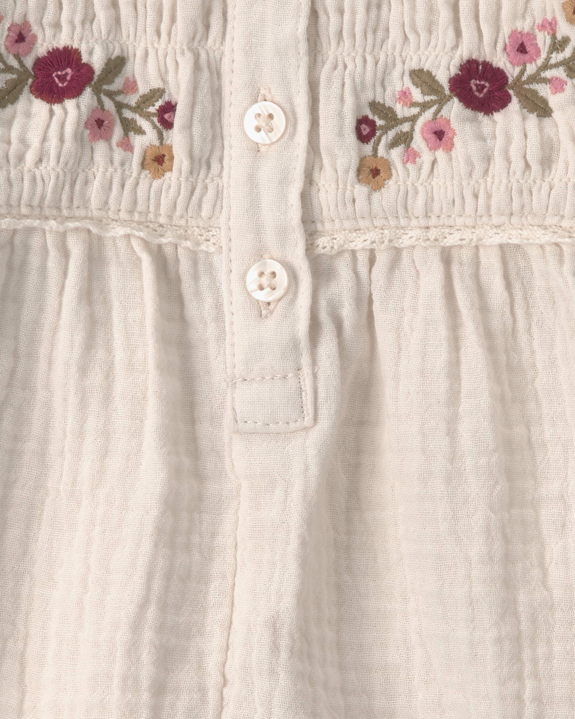 Baby Girl Organic Cotton Embroidered Gauze Top
