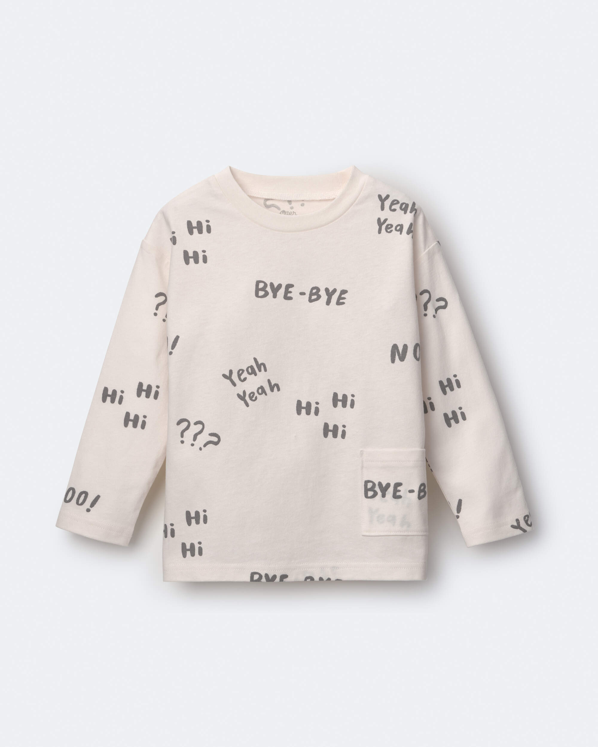 Toddler 'Hi Bye' relaxed-fit long-sleeve graphic tee - cream