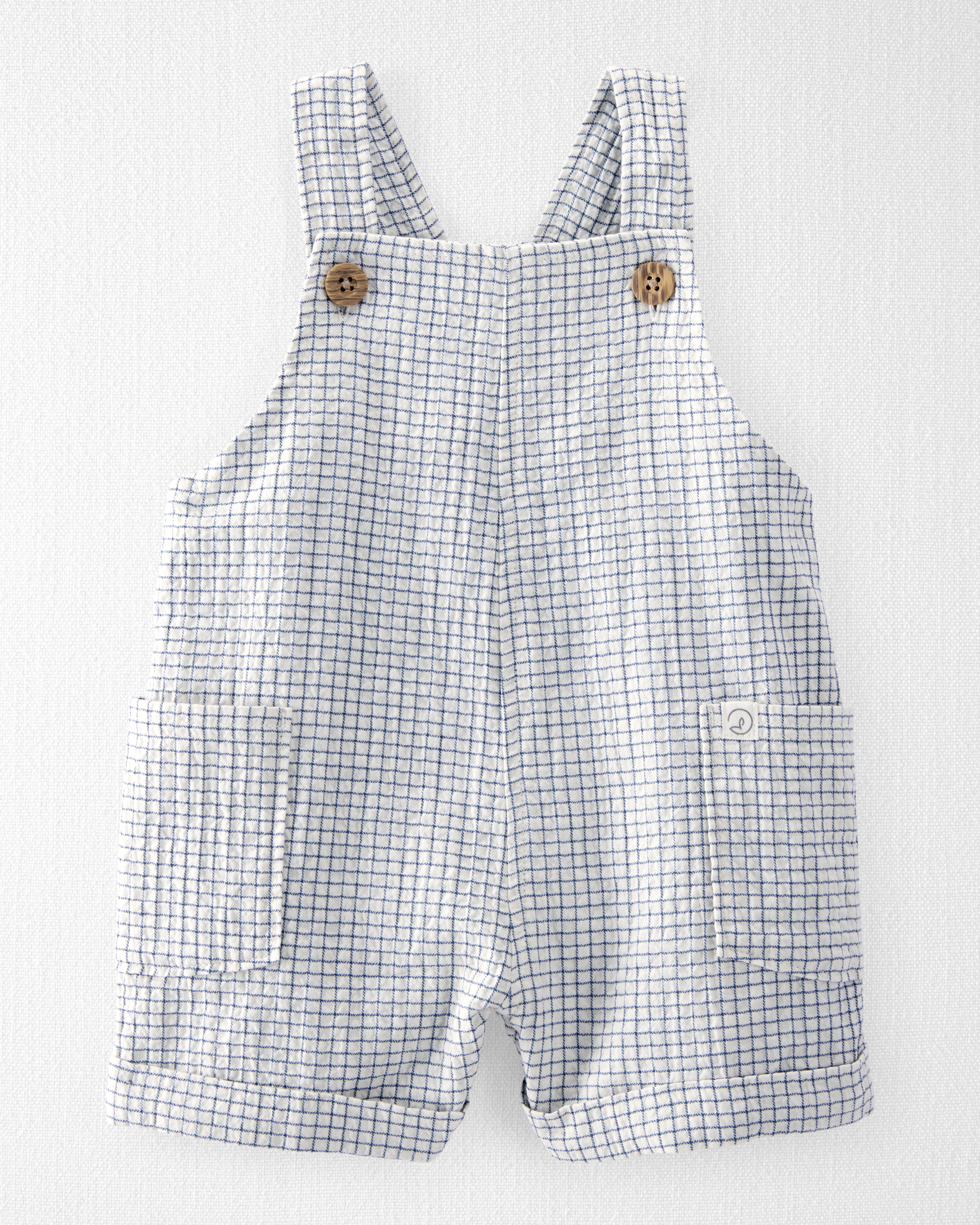 Baby Organic Cotton Checkered-Print Shortalls