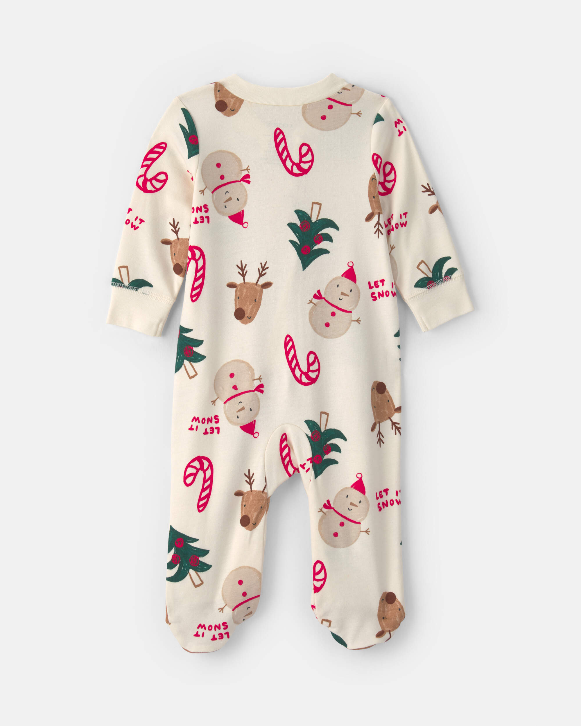 Baby Christmas Icon 100% Cotton 2-Way Zip Sleepers - Cream