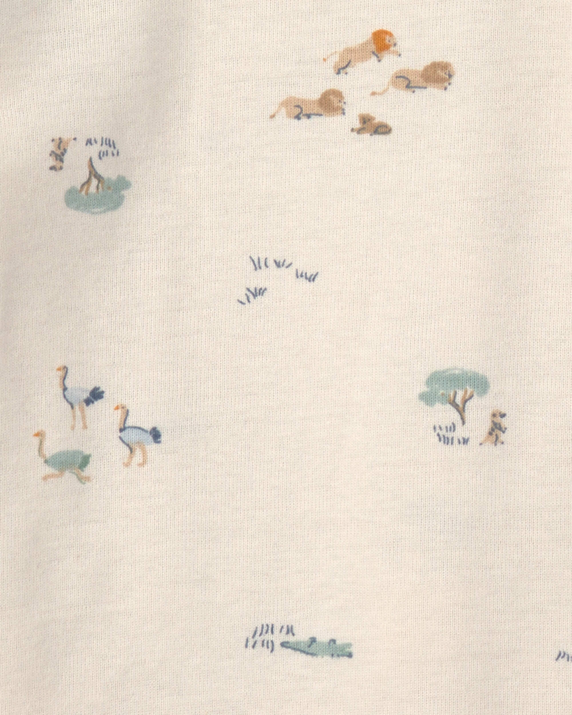 Baby Boy 4-Pack Lion Long-Sleeve Bodysuits - Blue/Grey/Ivory