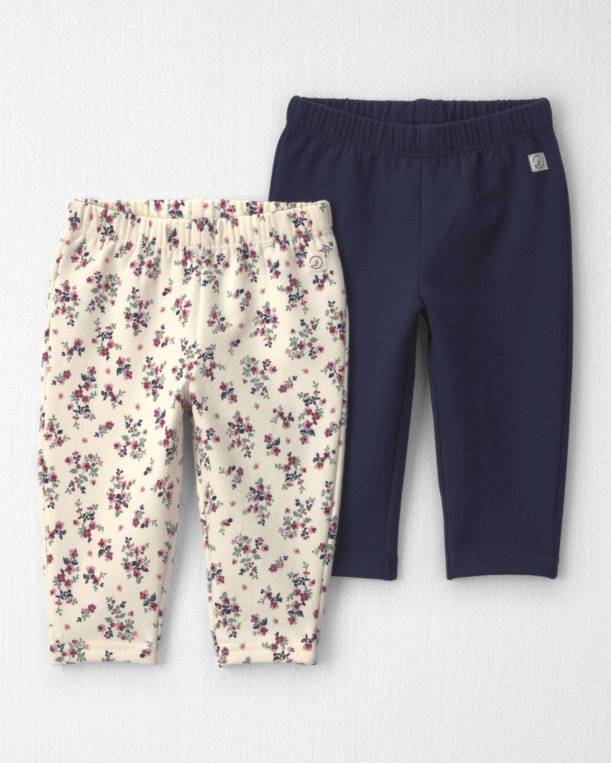 Baby Girl 2-Pack Recycled Fleece Bottoms Made with Organic Cotton