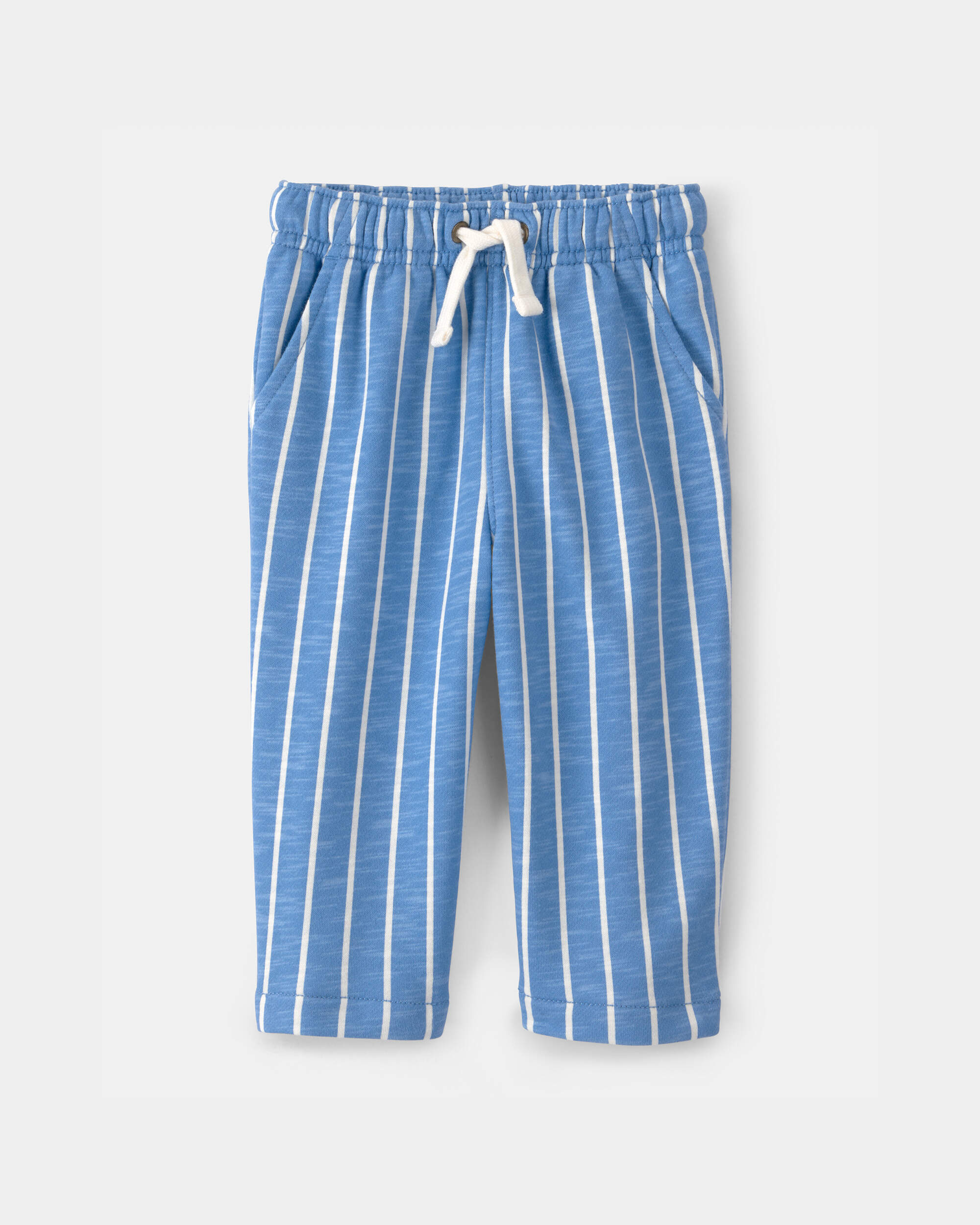 Baby Striped French Terry Pants - Blue/White
