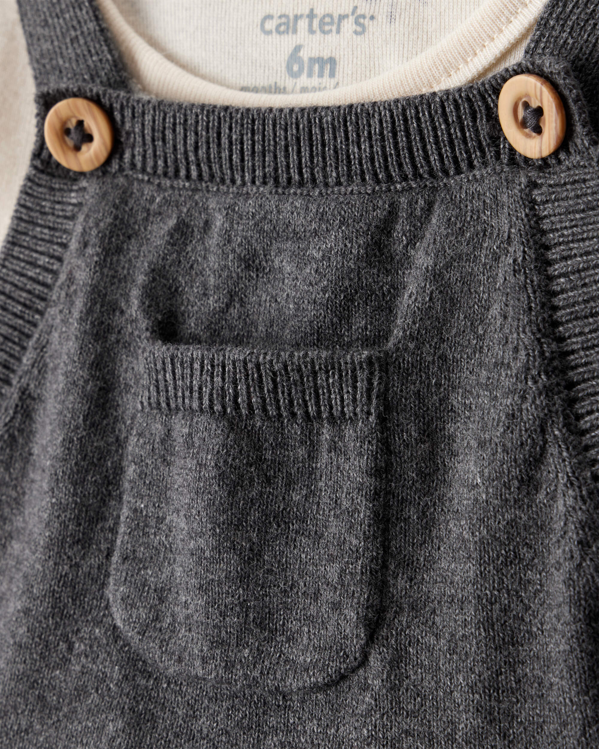 Baby Girl Bow Print Cotton Long-Sleeve Dress Set - White/Grey