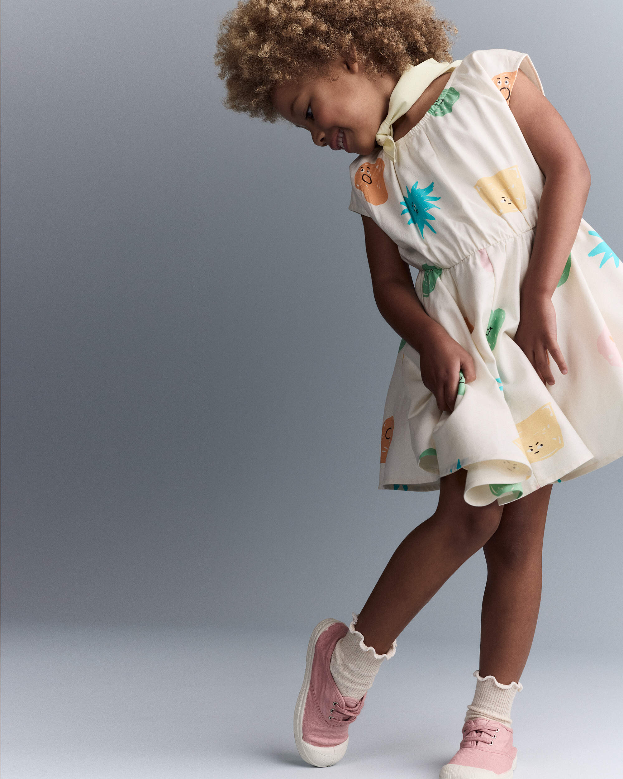 Toddler Girl Avenue Twirl™ Dress Character Print - Cream
