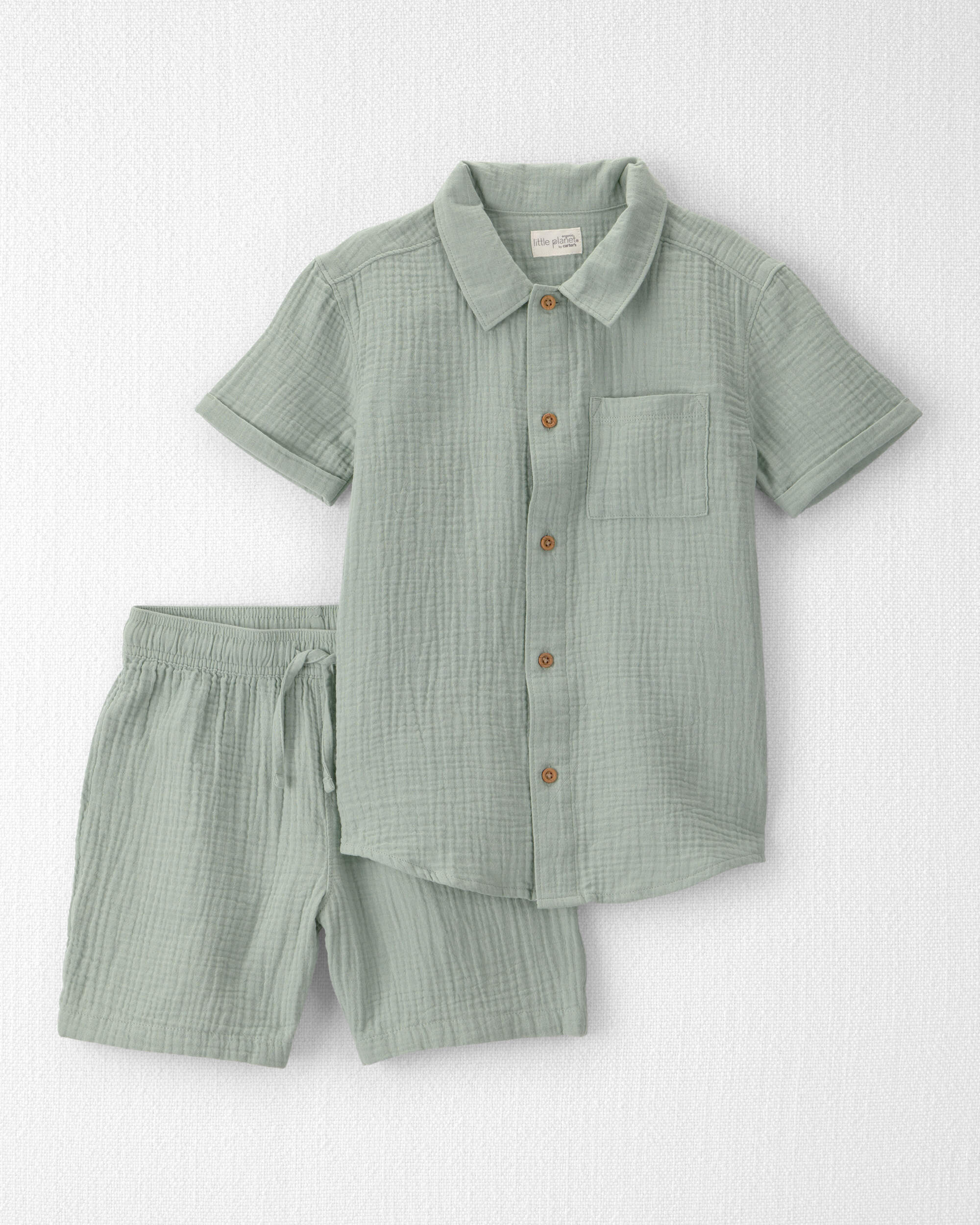 Boys 2-Piece Organic Cotton Gauze Set Green