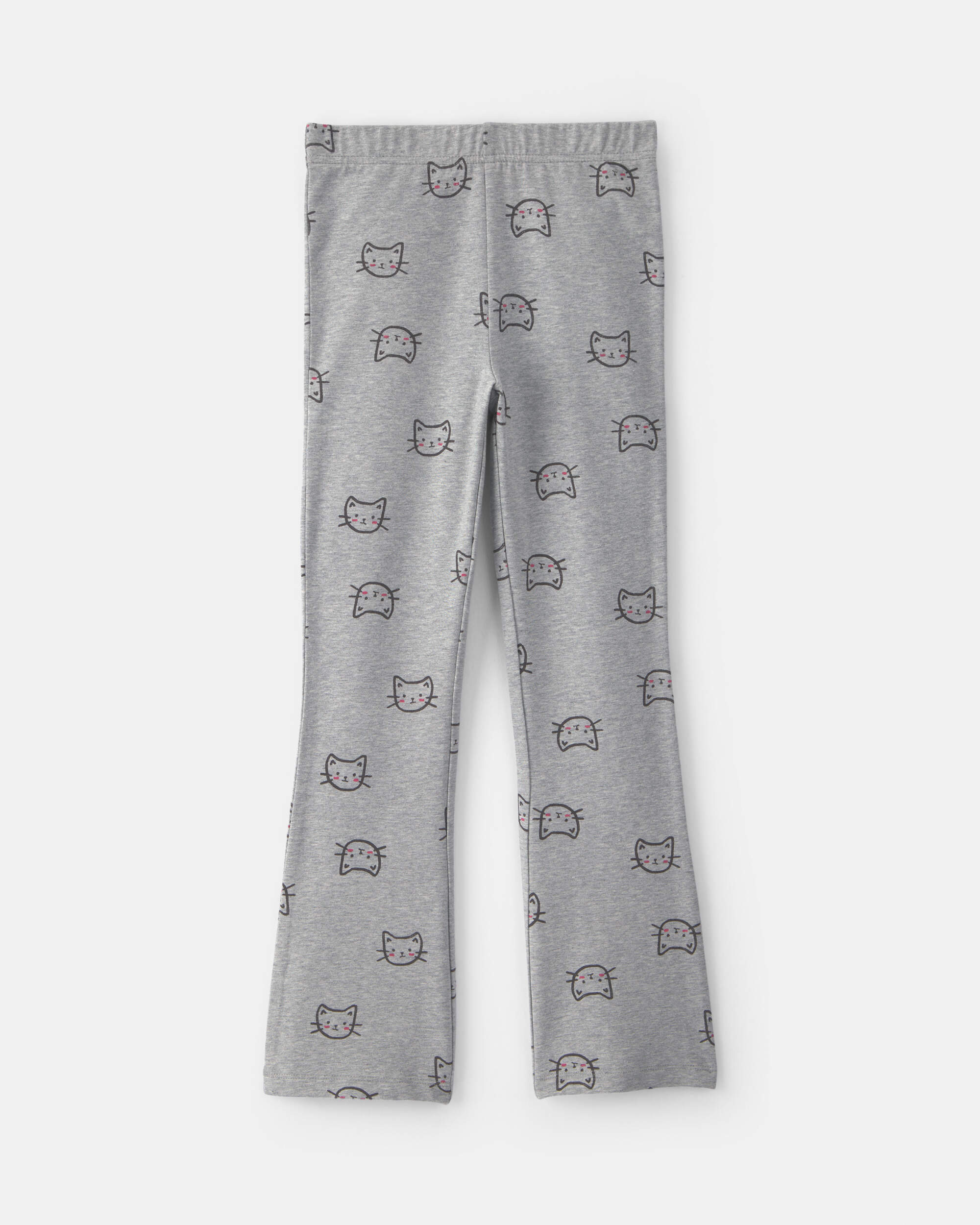Girls Cat Cotton Pull-On Stretch Leggings - Grey