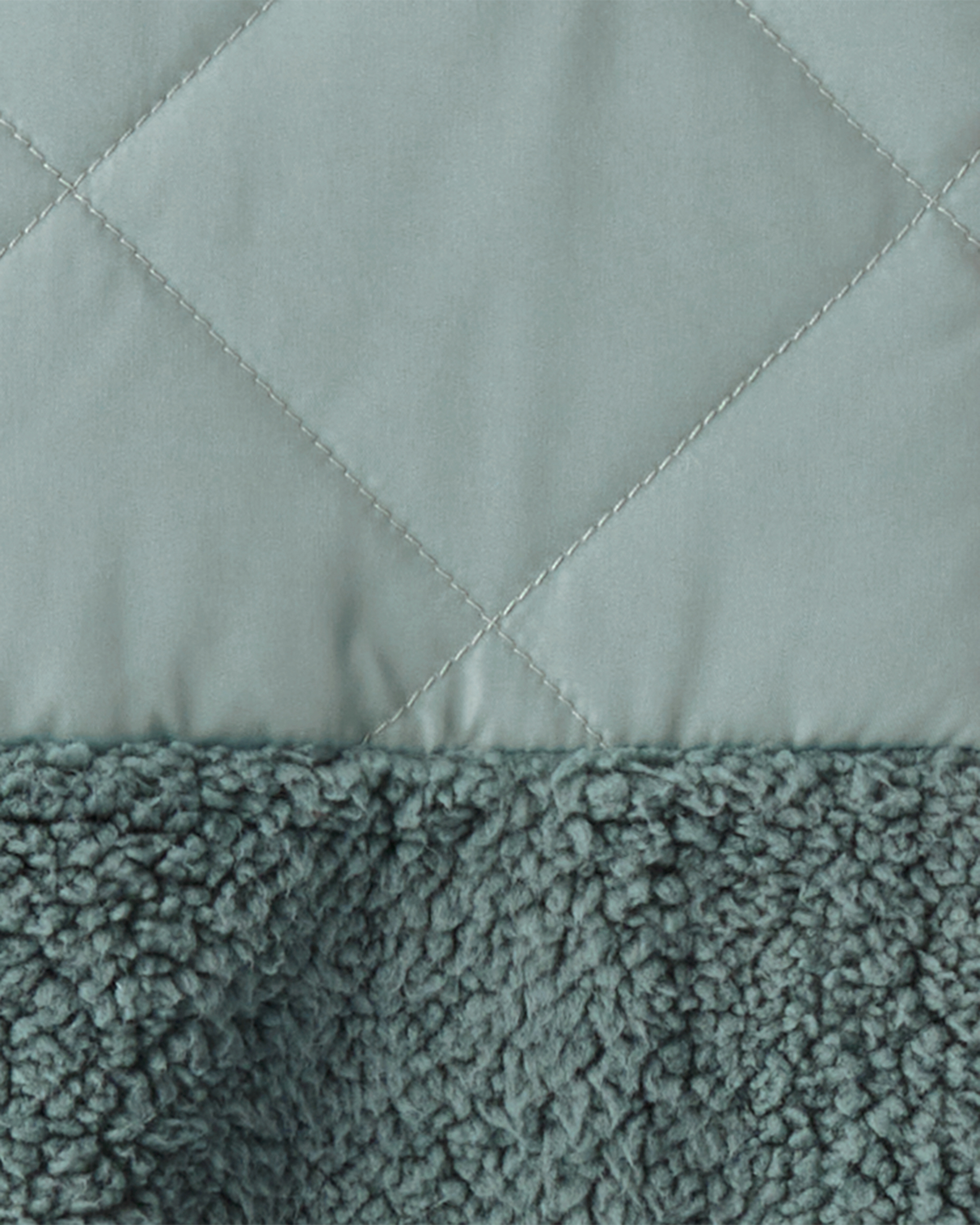 Boys Long-Sleeve Midweight Quilted Sherpa Jacket - Green