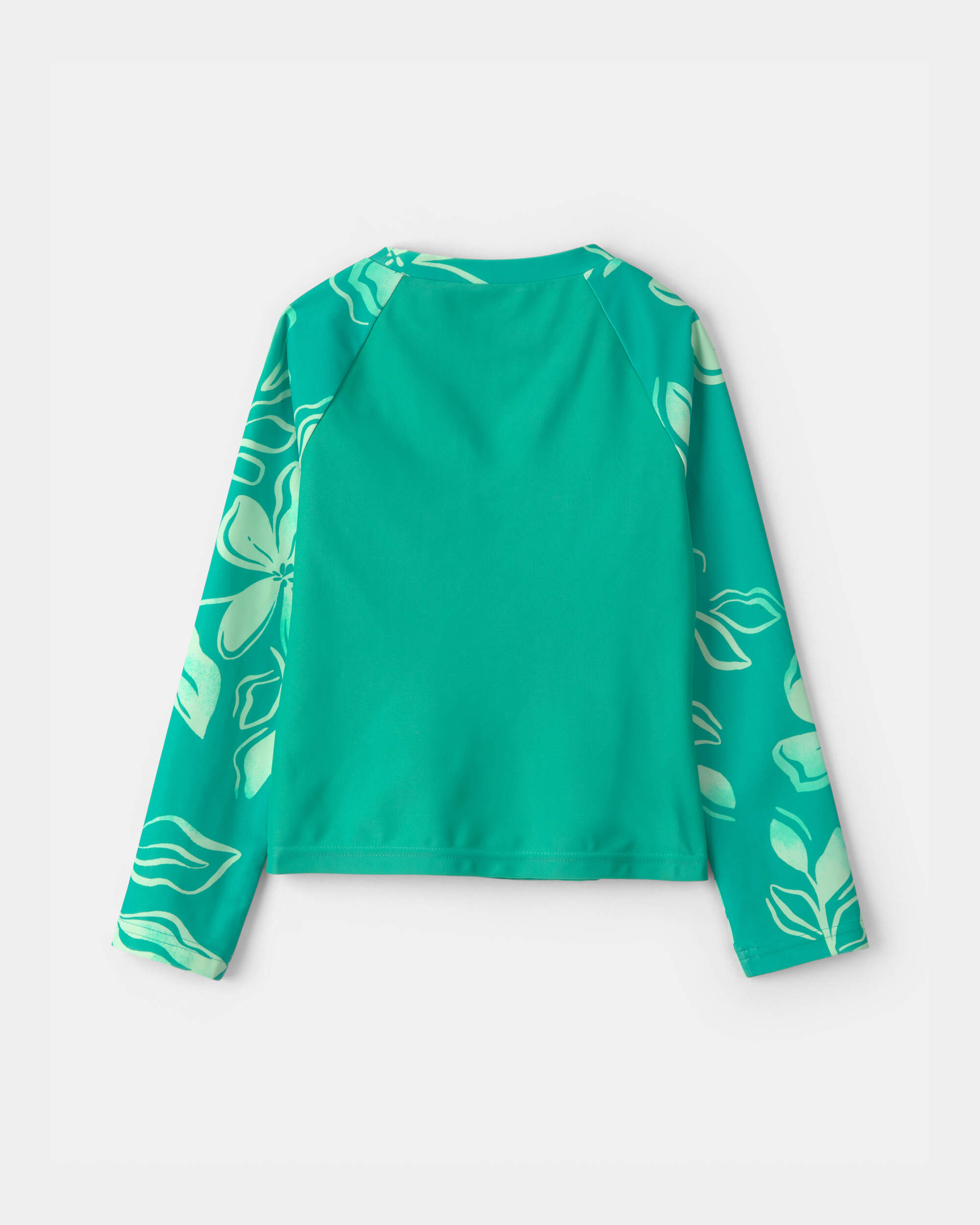 Girls Floral 3-Piece Rashguard Swimsuit Set - Green