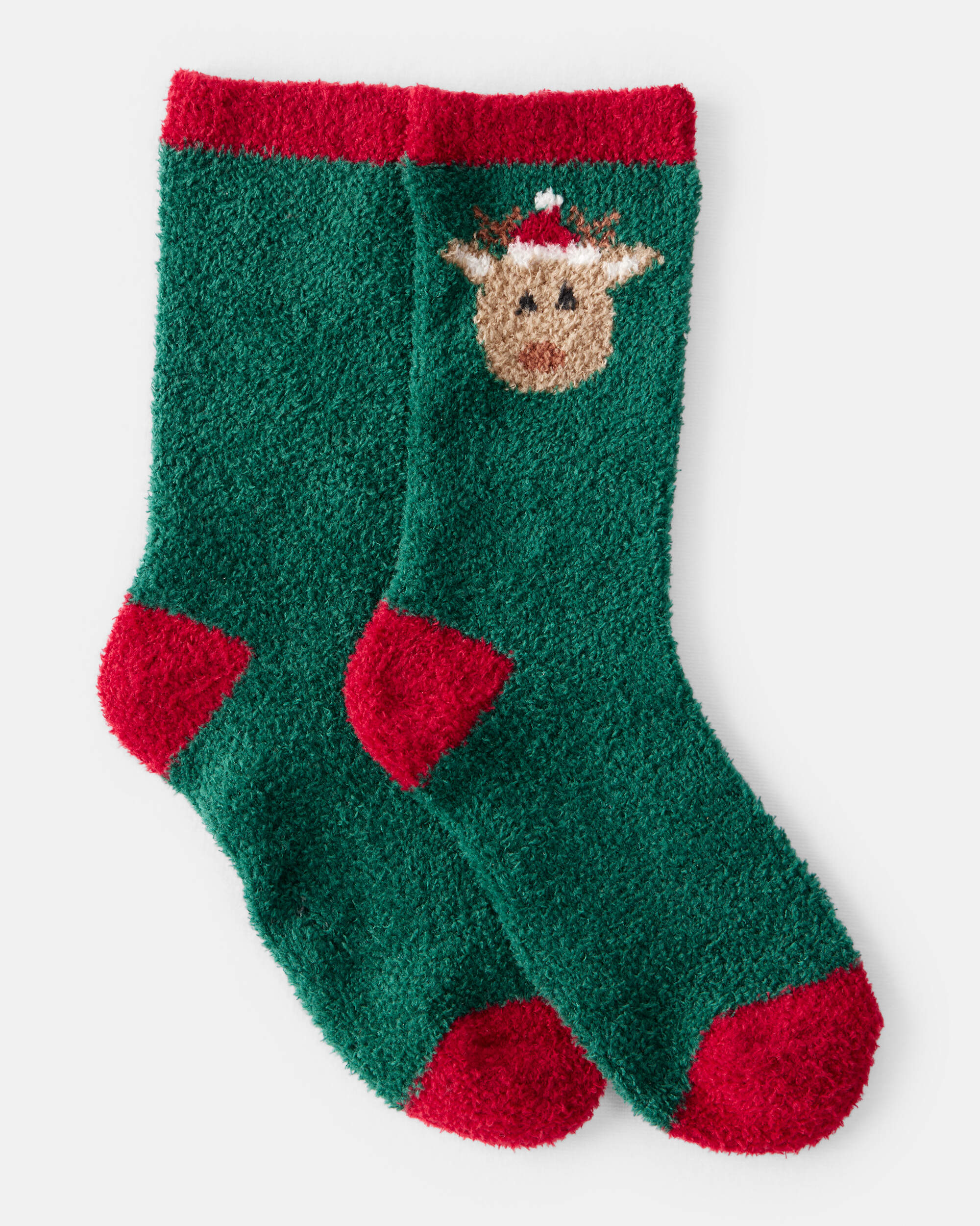 Kid Reindeer Crew Socks - Green