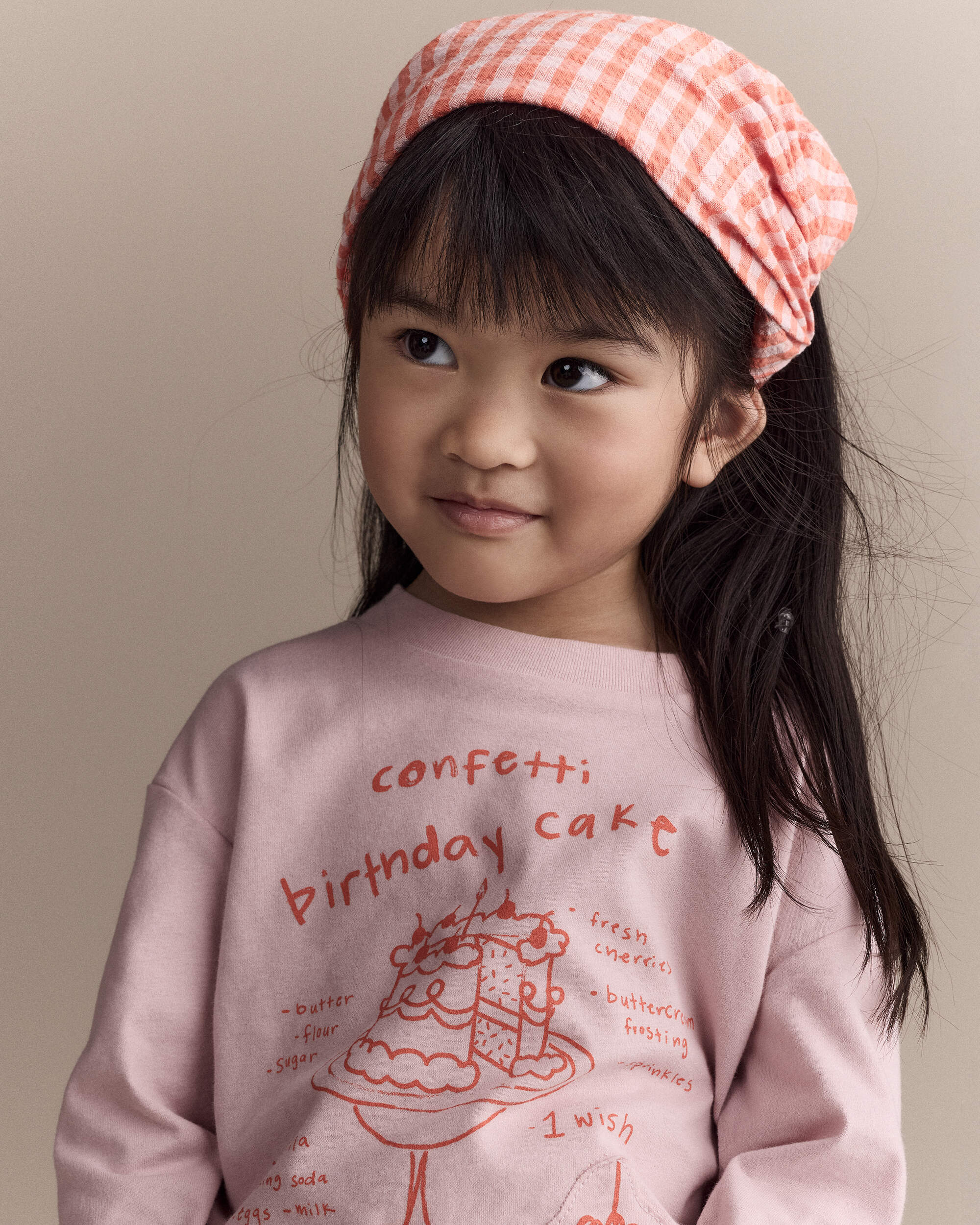 Tout-petit fille - Foulard bandana en guingan - Orange, , hi-res