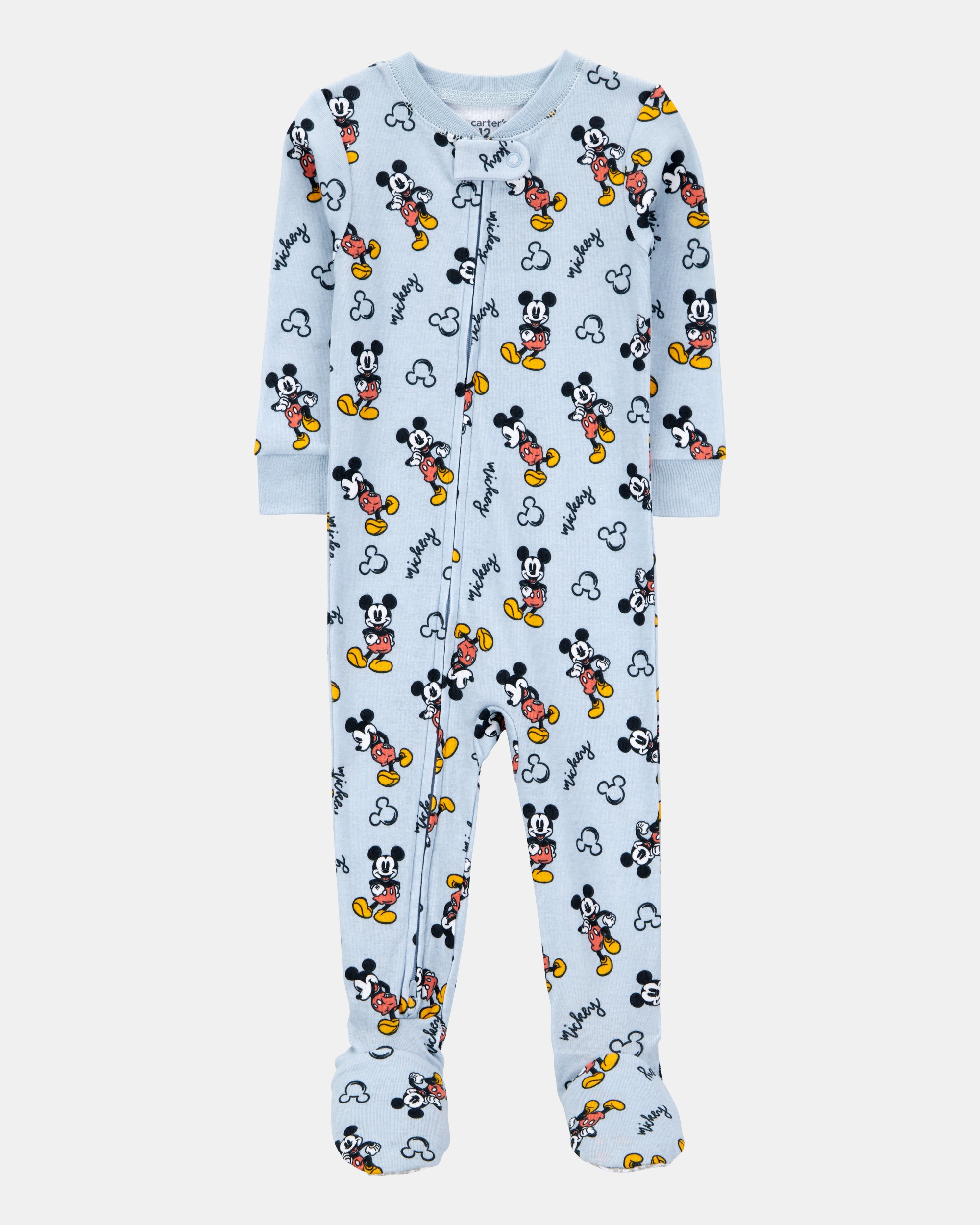 Baby Boy Disney© Mickey Mouse Snug Fit Cotton Footie 1-Piece Pyjamas - Blue
