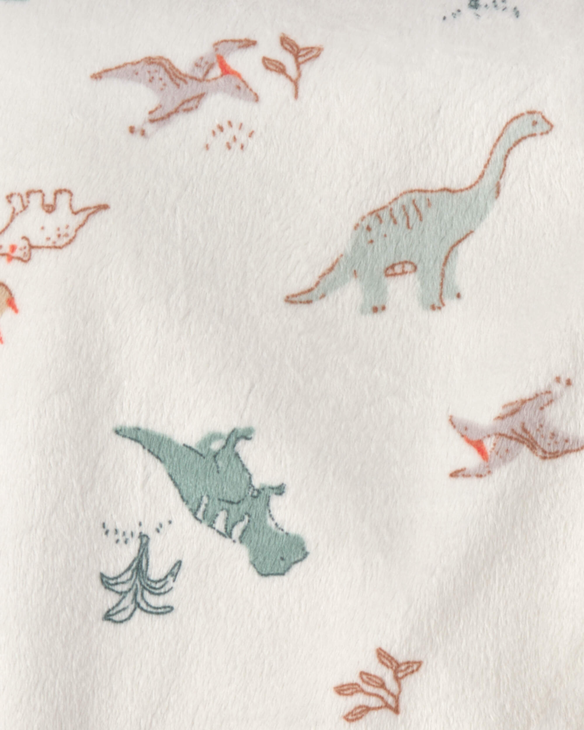 Baby Dinosaur Plush Blanket - Green/Ivory