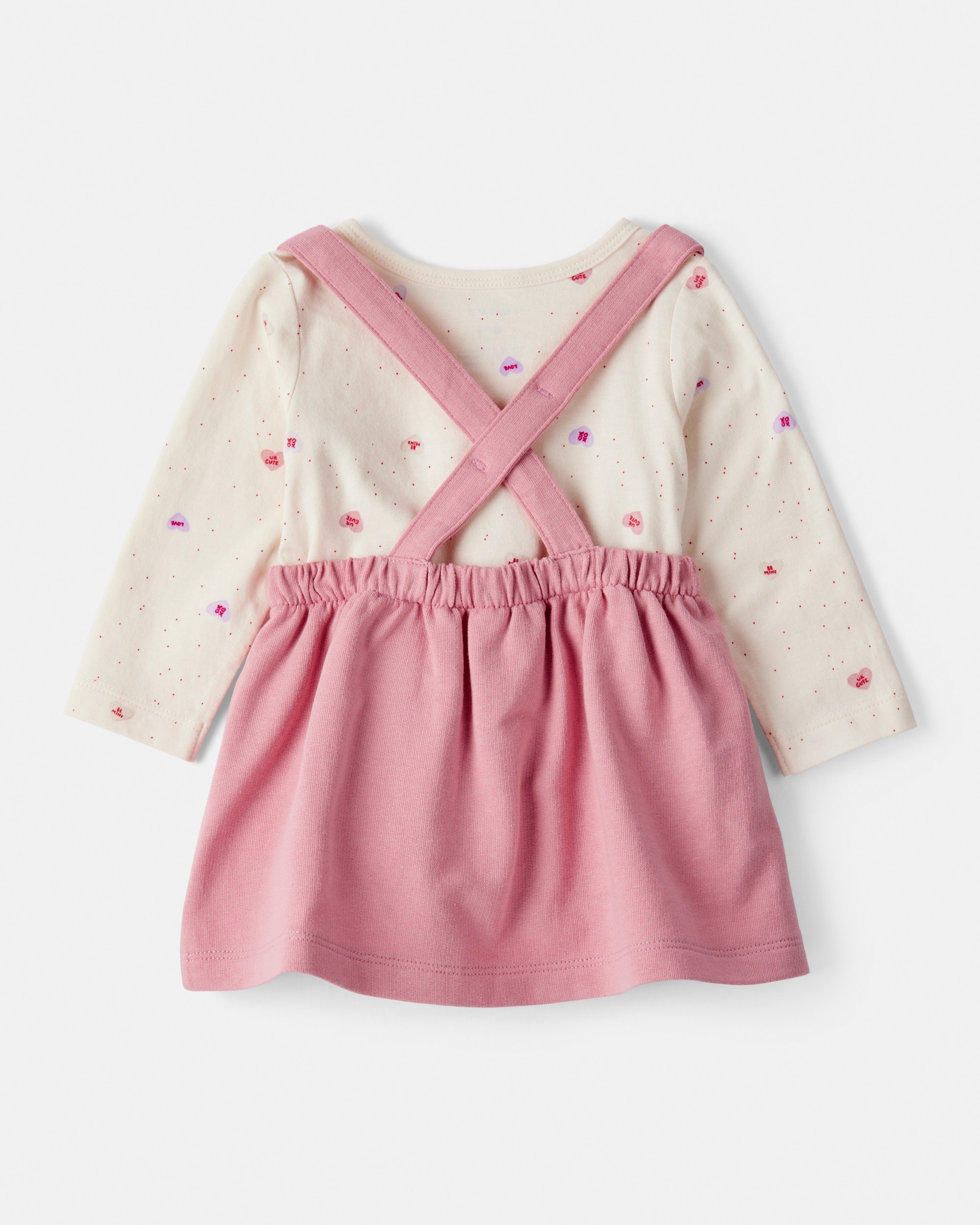 Baby Girl Valentine's Day 3-Piece Heart Long-Sleeve Top & Skirt Set - Pink