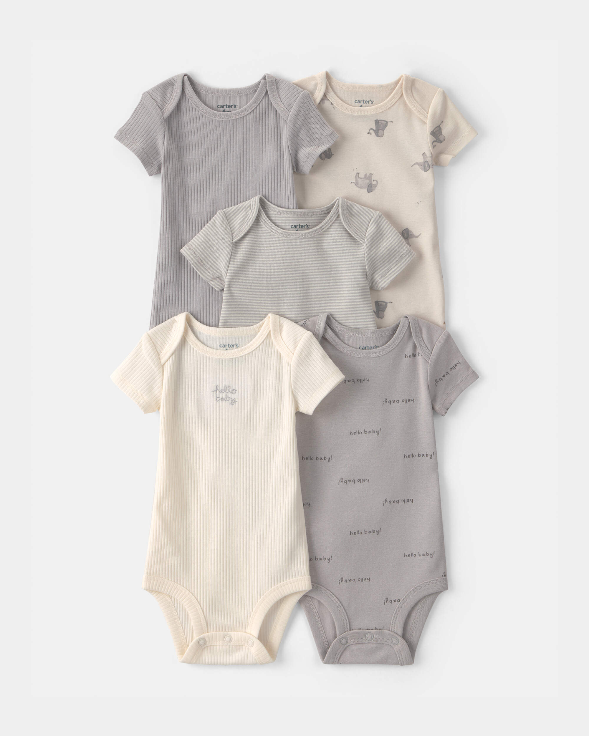 Baby 5-Pack Elephant Multipack Bodysuits