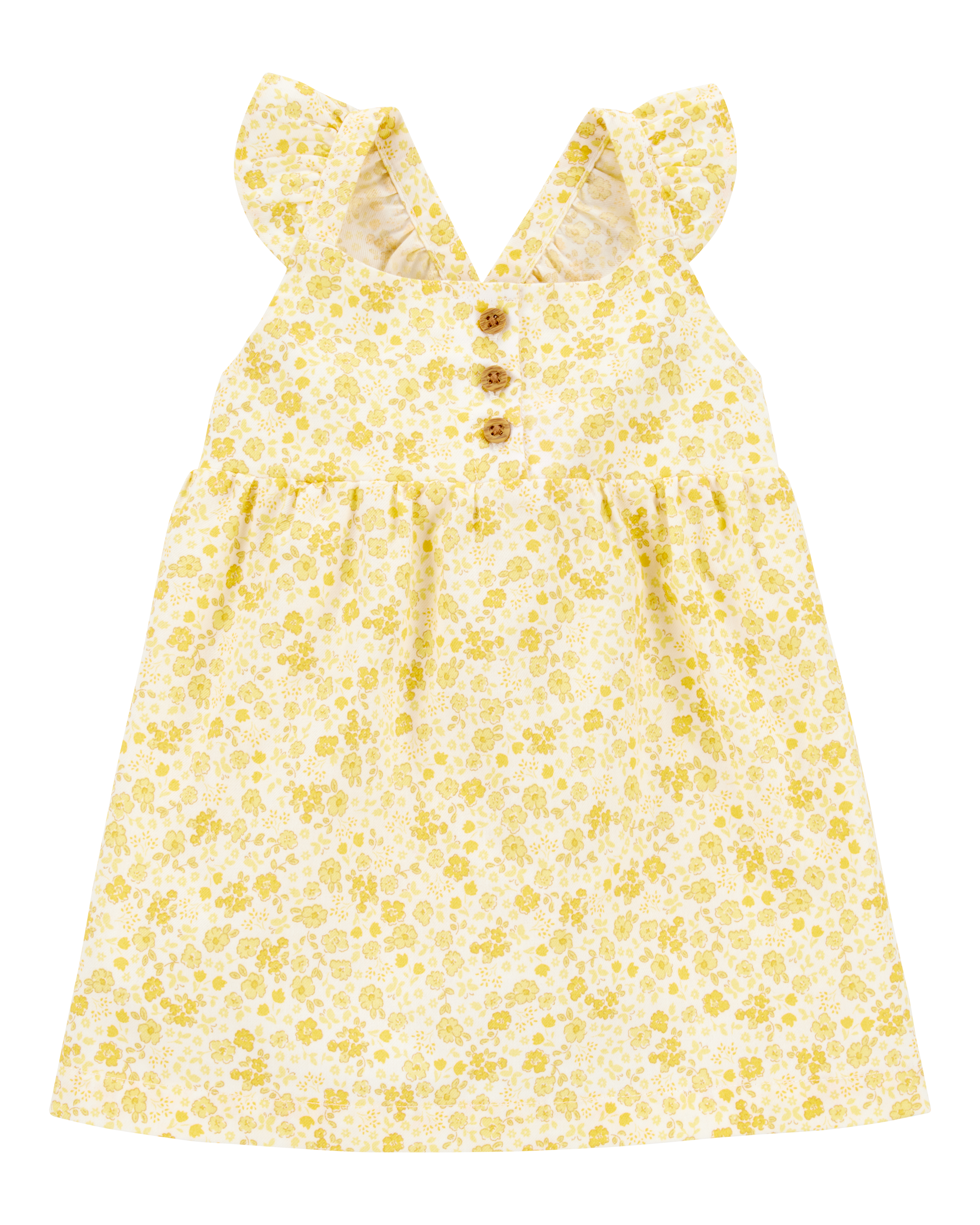 Baby Girl Floral Flutter Dress -  Yellow