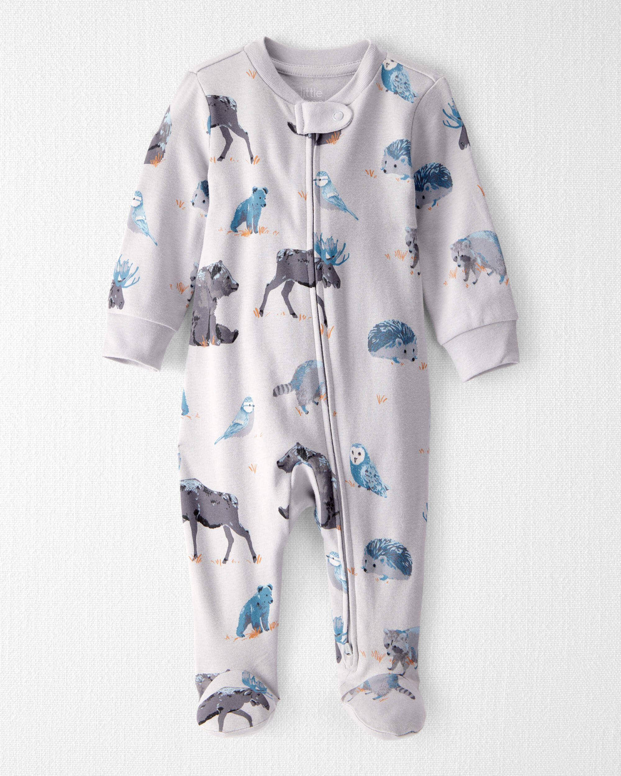 Baby Organic Cotton Sleep & Play Pajamas Midnight Forest Print