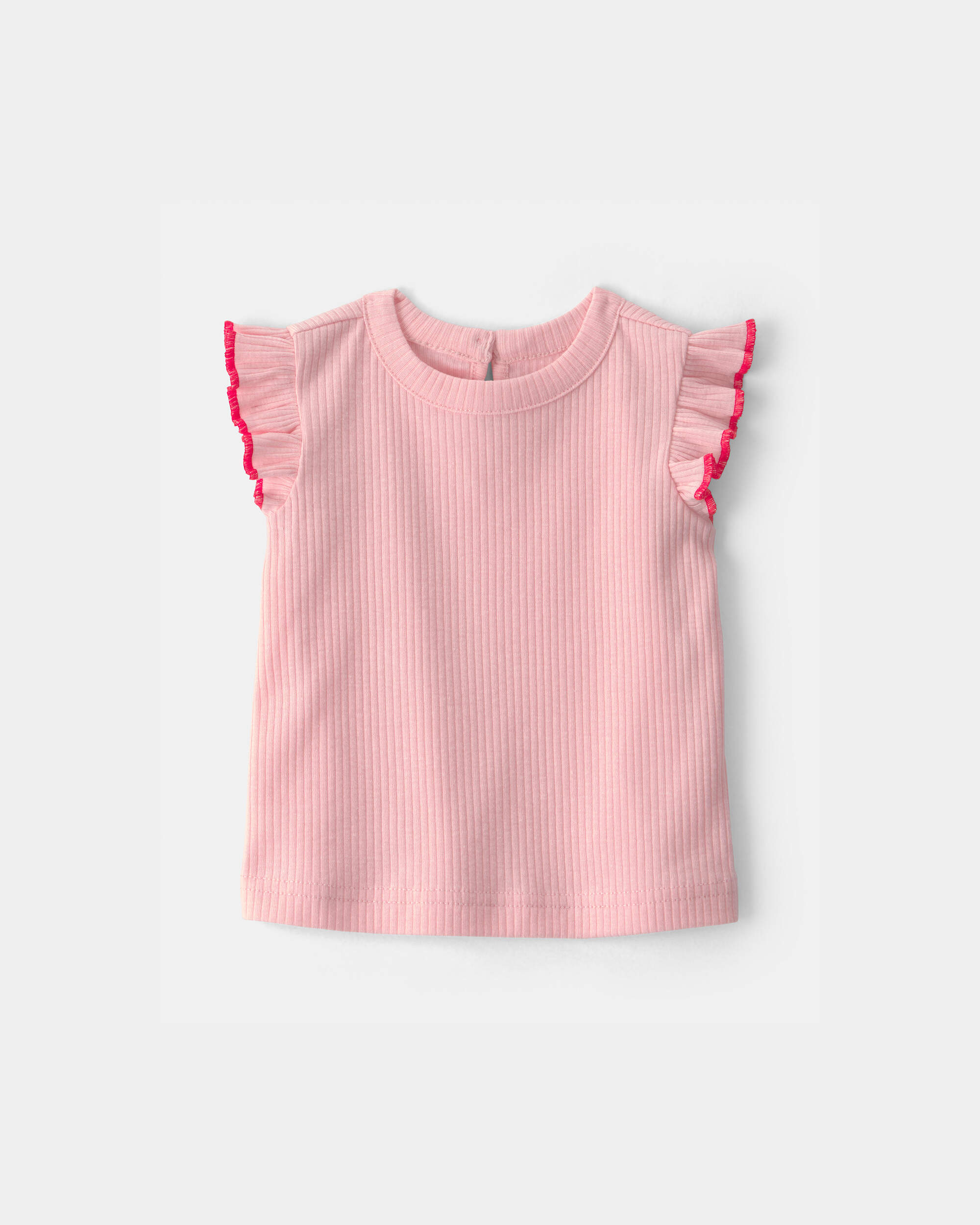 Baby Girl 2-Piece Chambray Romper Set - Pink/Blue