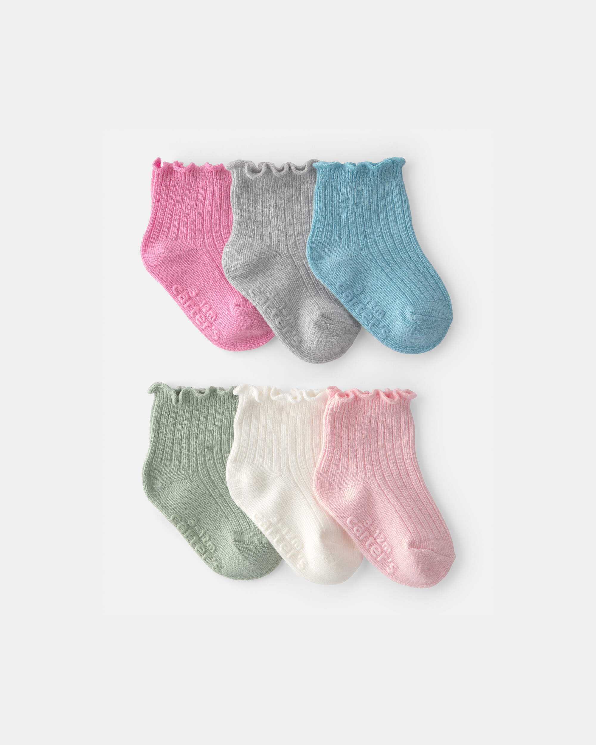 Baby Girl 6-Pack Lettuce Edge Ankle Socks
