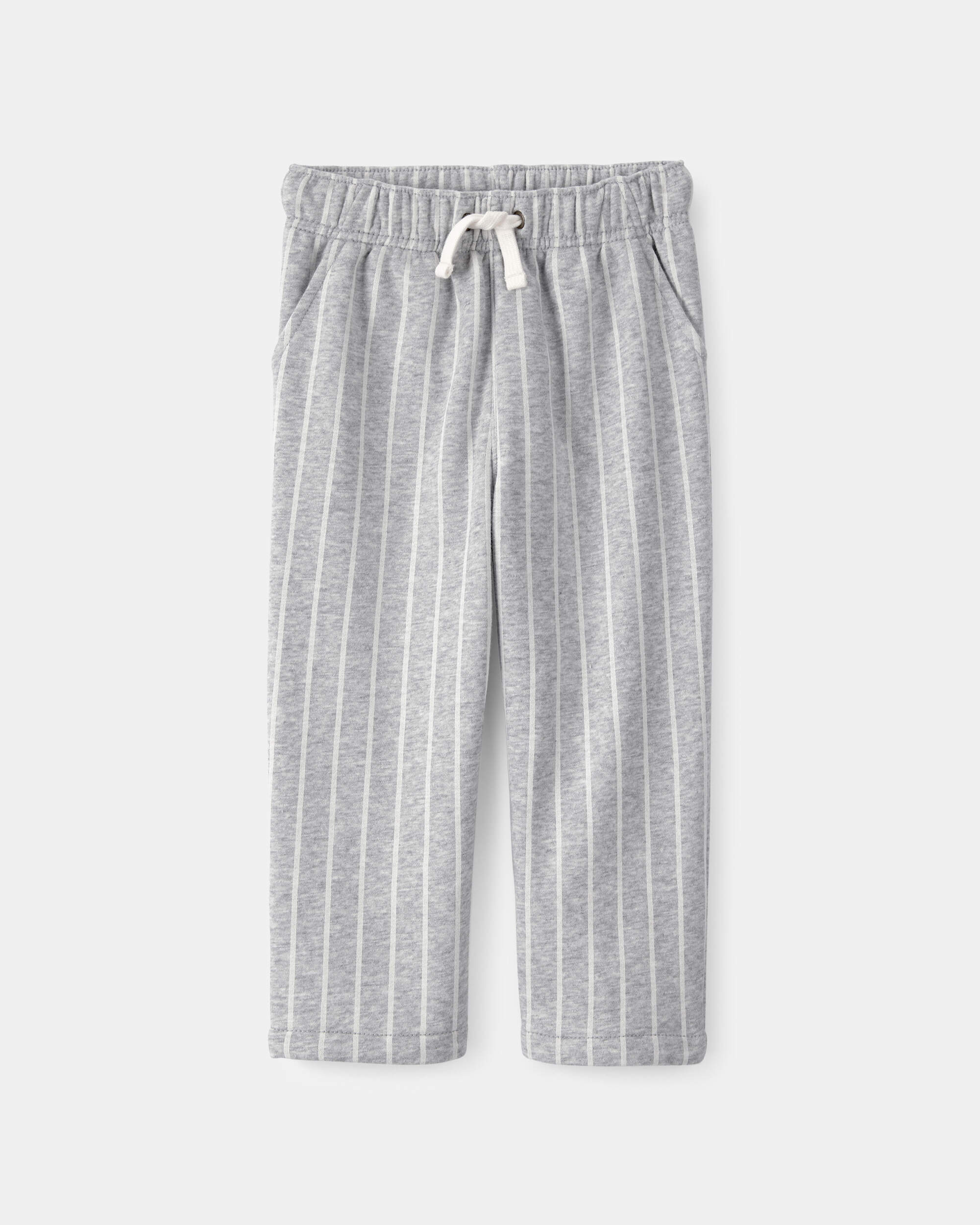 Toddler Striped French Terry Pants - Grey/White
