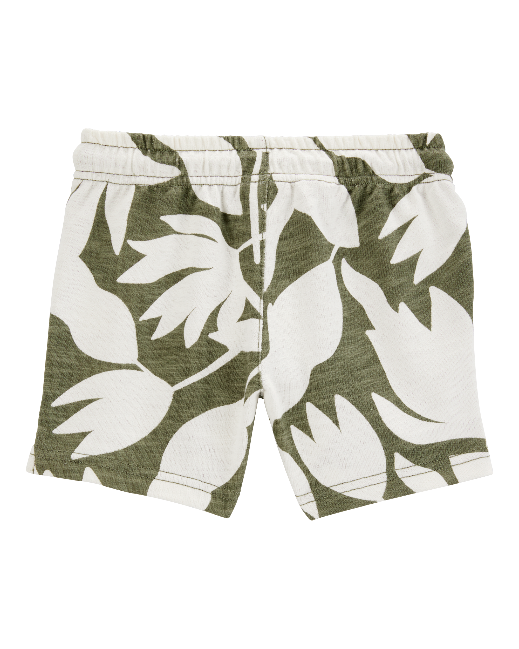 Baby Boy Tropical Print Pull-On French Terry Shorts - Green/White