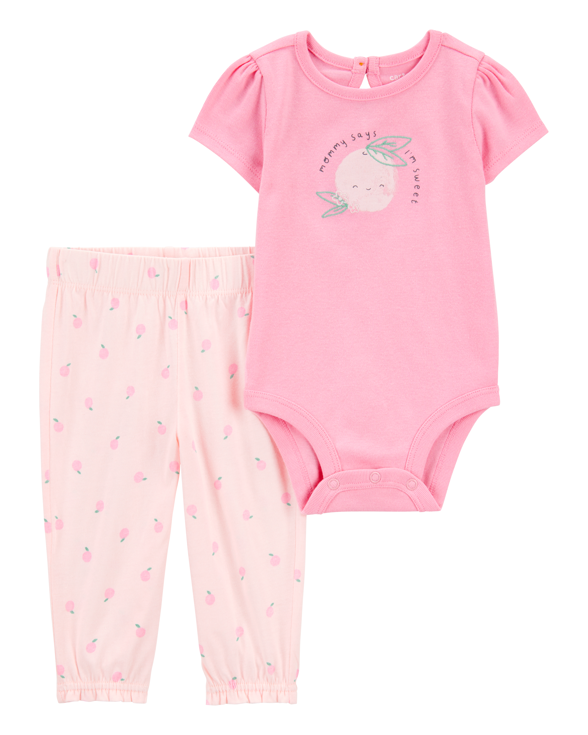 Baby 2-Piece Mommy Bodysuit Pant Set - Pink