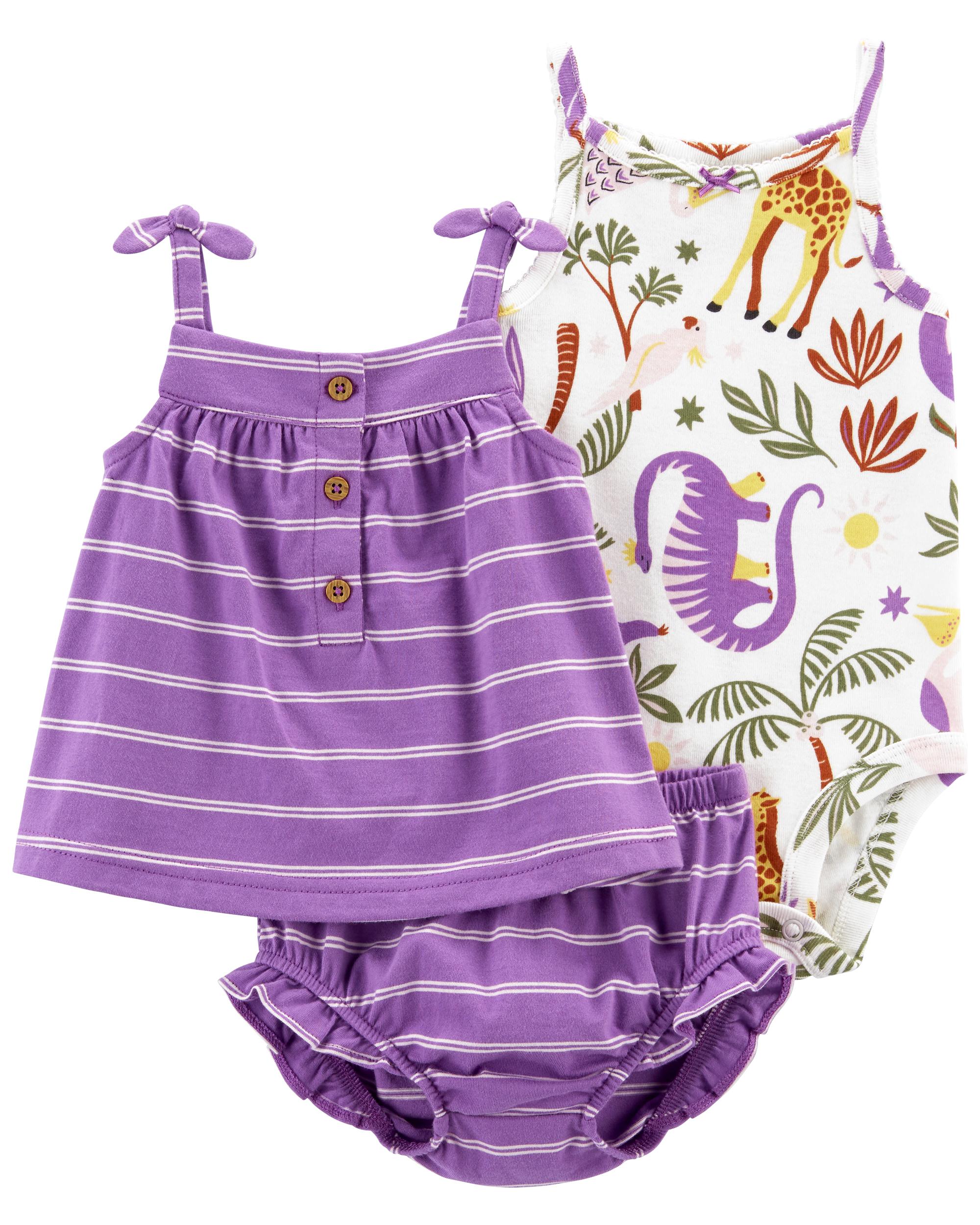 Purple 3Piece Little Diaper Cover Set