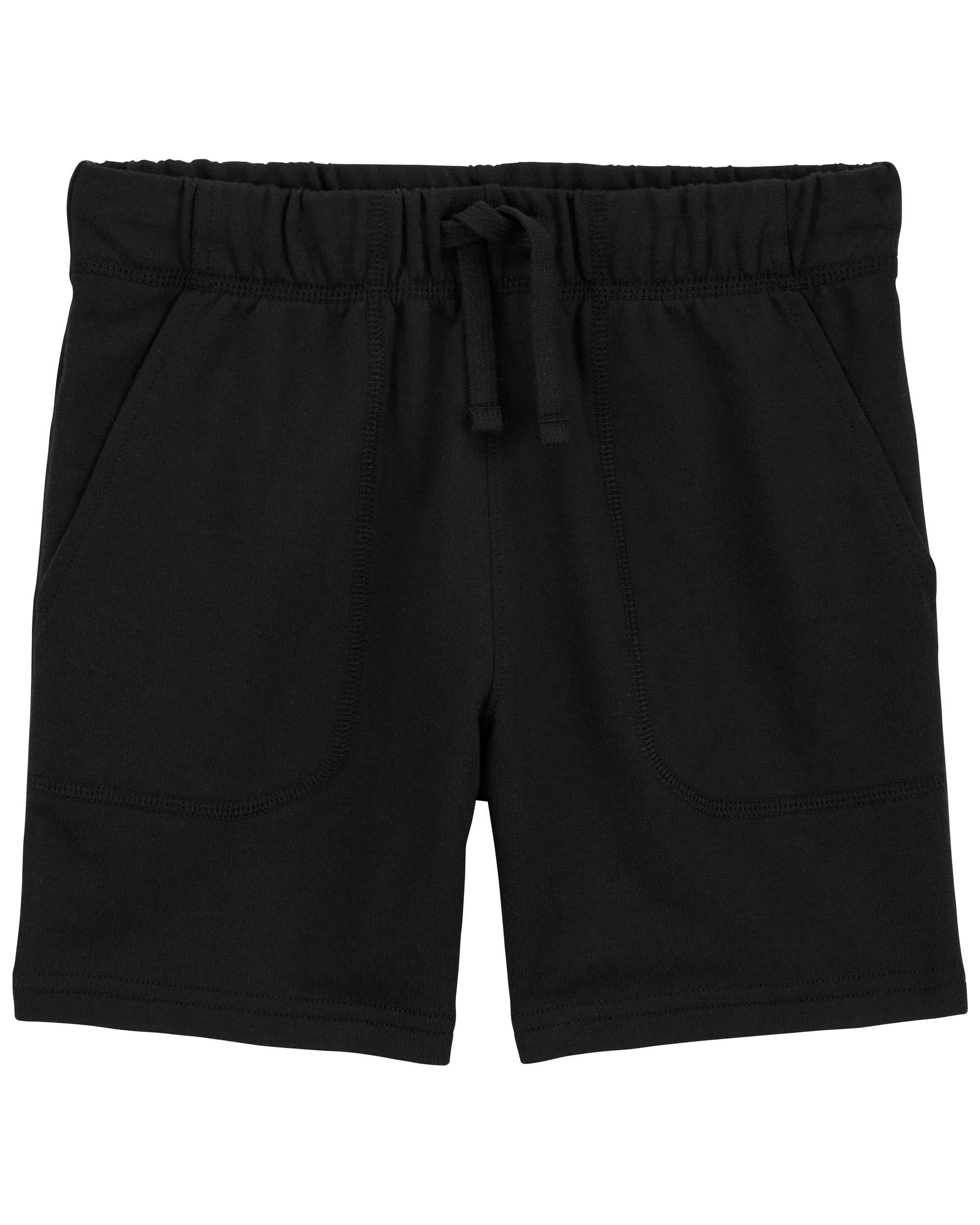 Black Pull-On Cotton Shorts