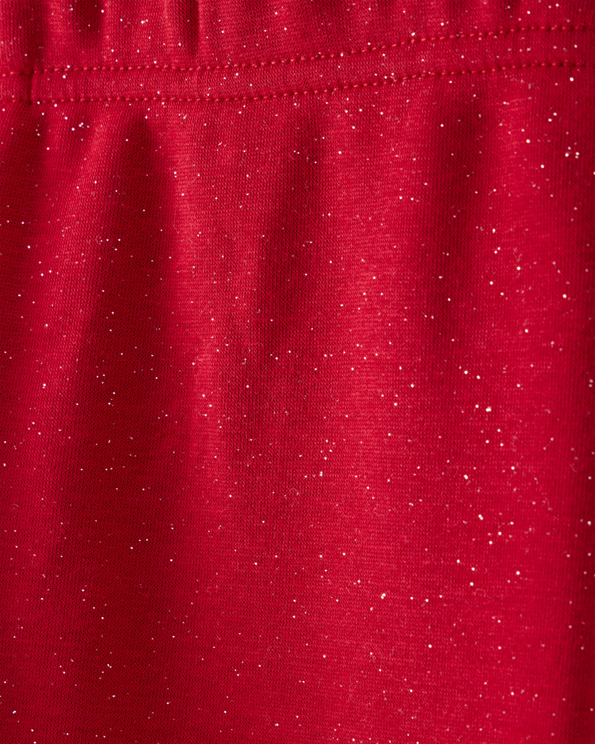 Girls Shimmer Cotton Pull-On Stretch Leggings - Red