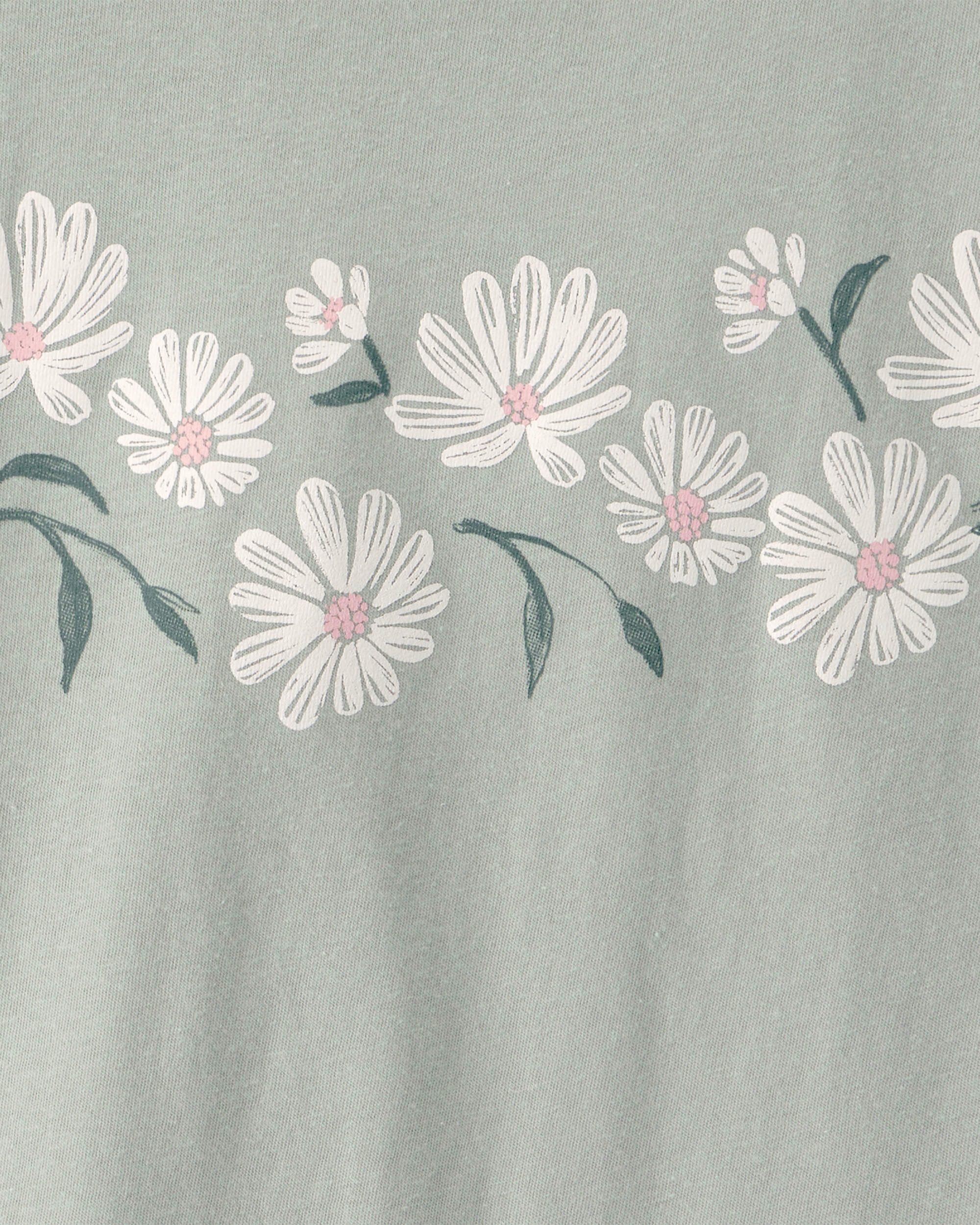Girls Daisy Floral Long-Sleeve Graphic Tee - Green