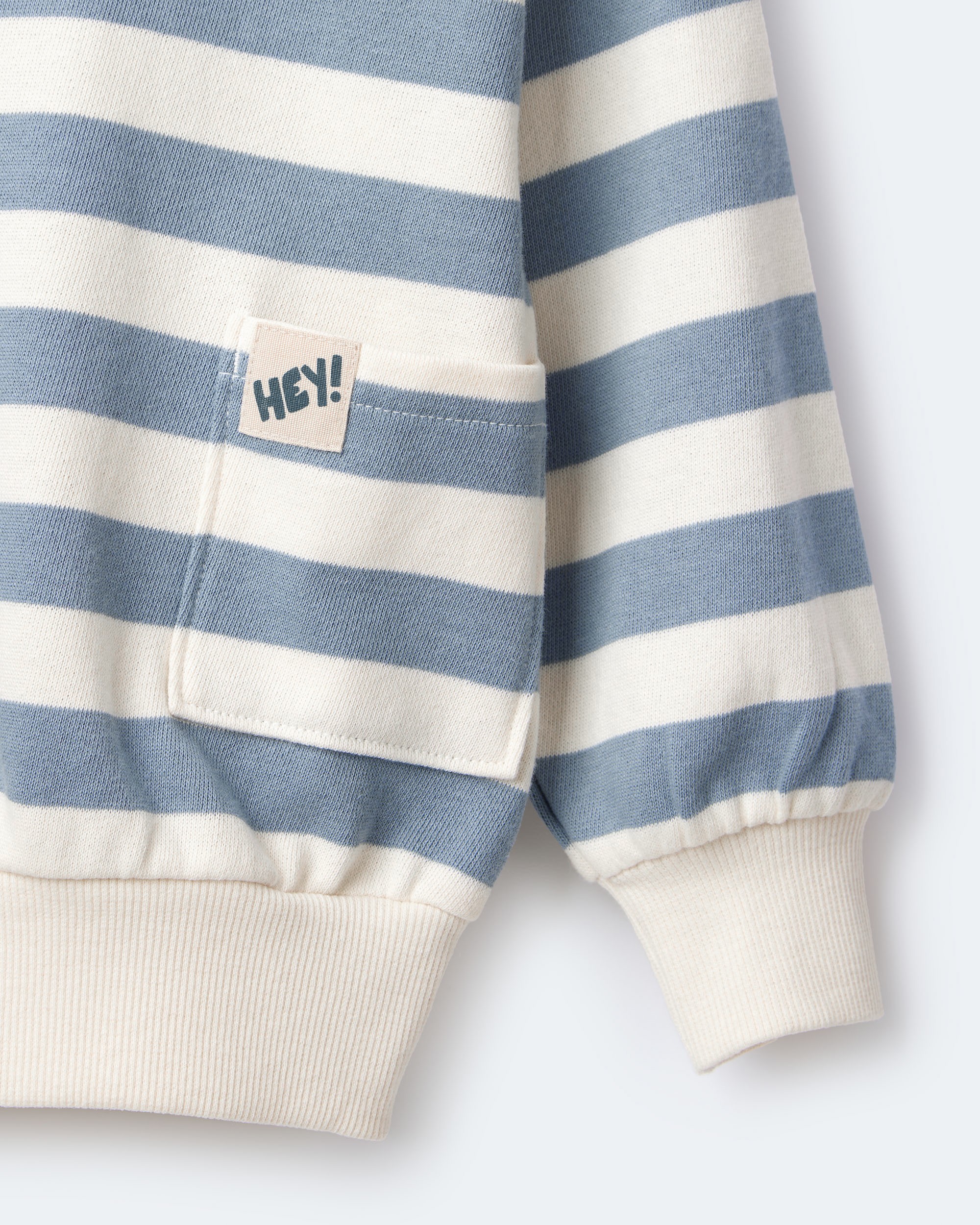 Toddler 'Hey!' Striped Otter Sweatshirt™ with Pockets - Blue/Cream