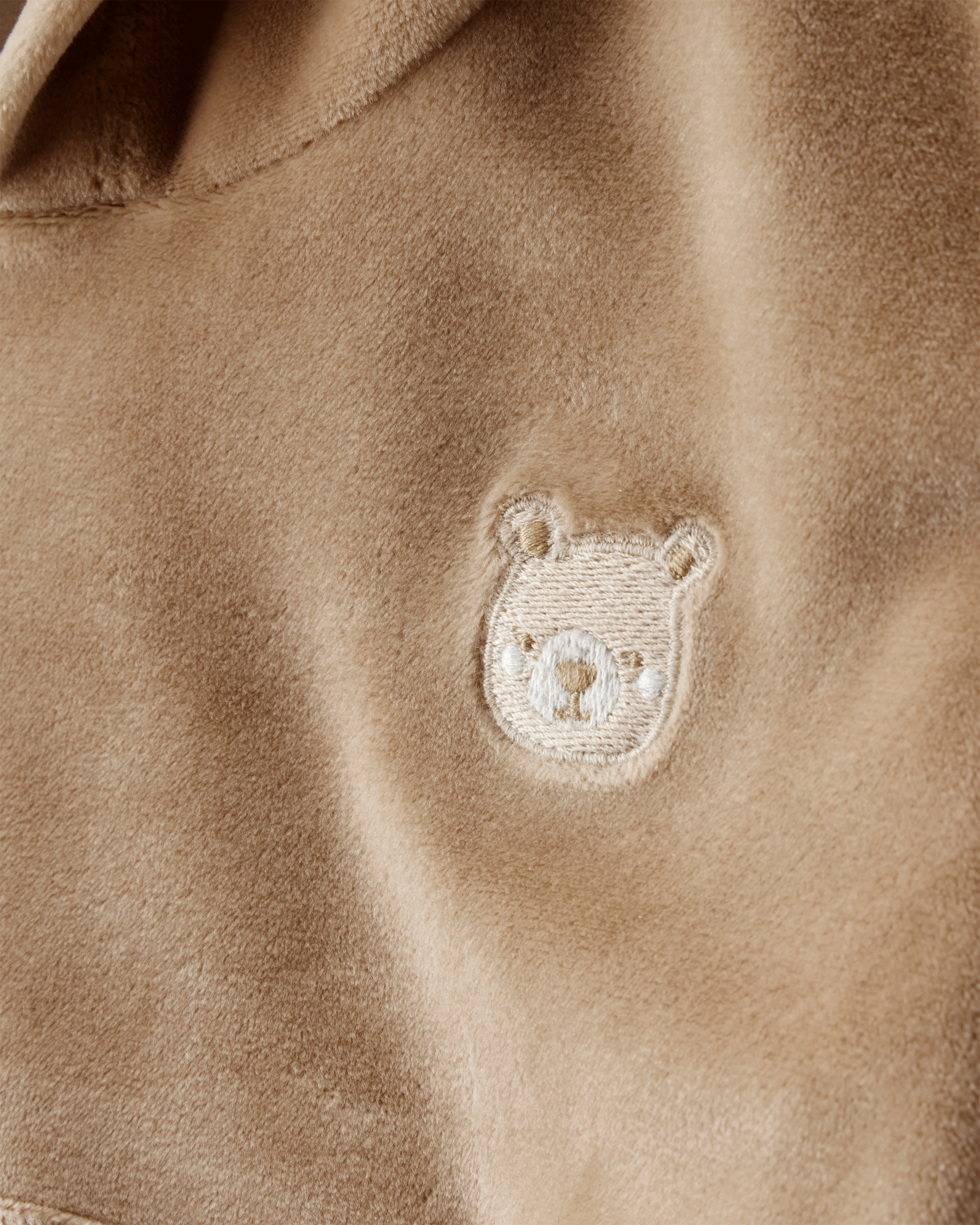 Baby Girl Bear Velour Hoodie & Pant Set - Brown