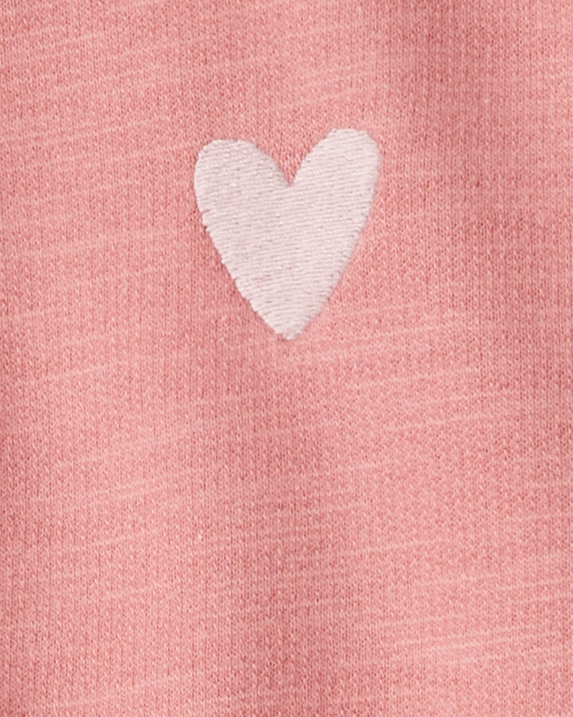 Toddler Girl Heart Cotton Long-Sleeve Cardigan Sweater - Pink