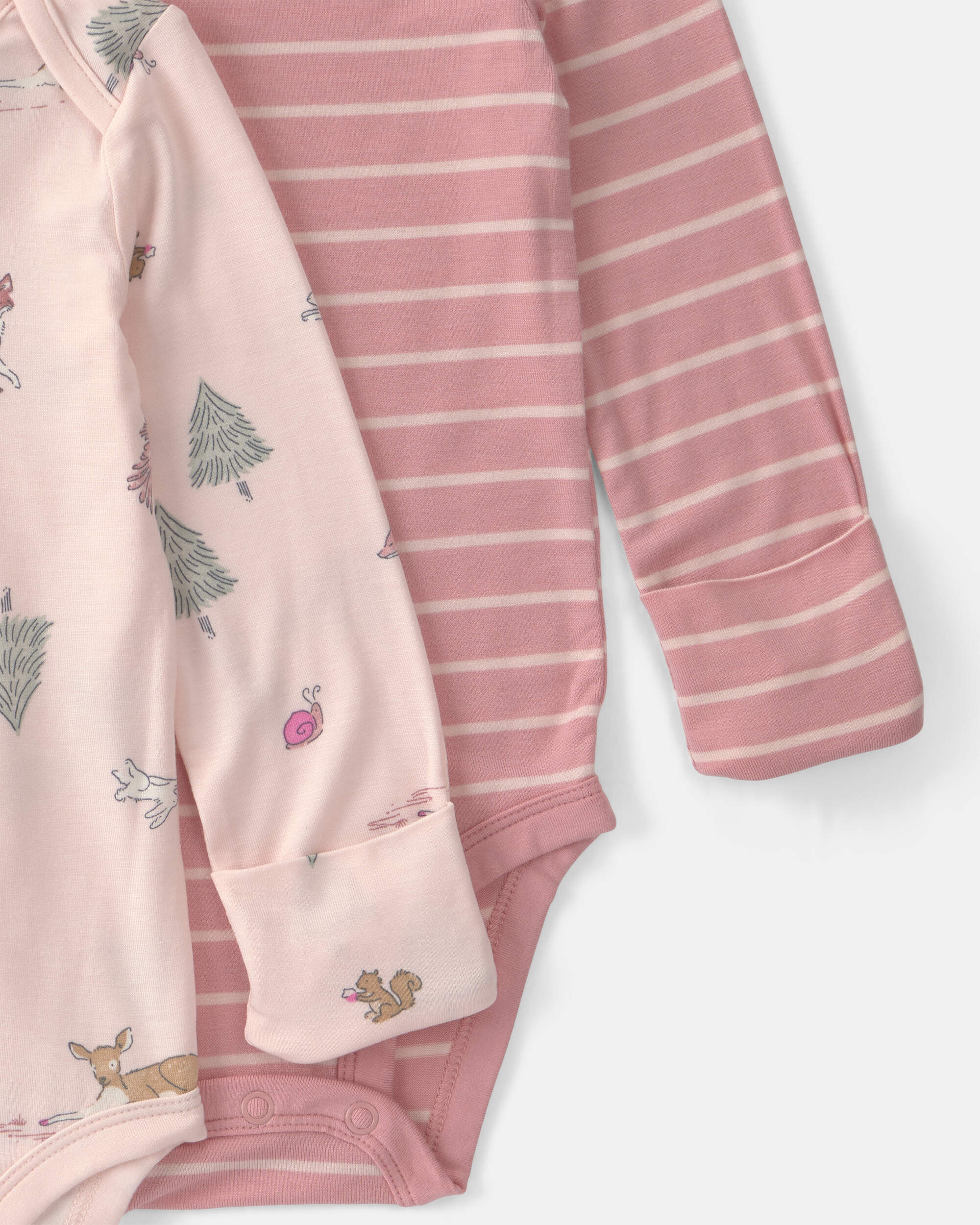 Baby Girl 2-Pack Woodland PurelySoft™ Long-Sleeve Multipack Bodysuits - Pink