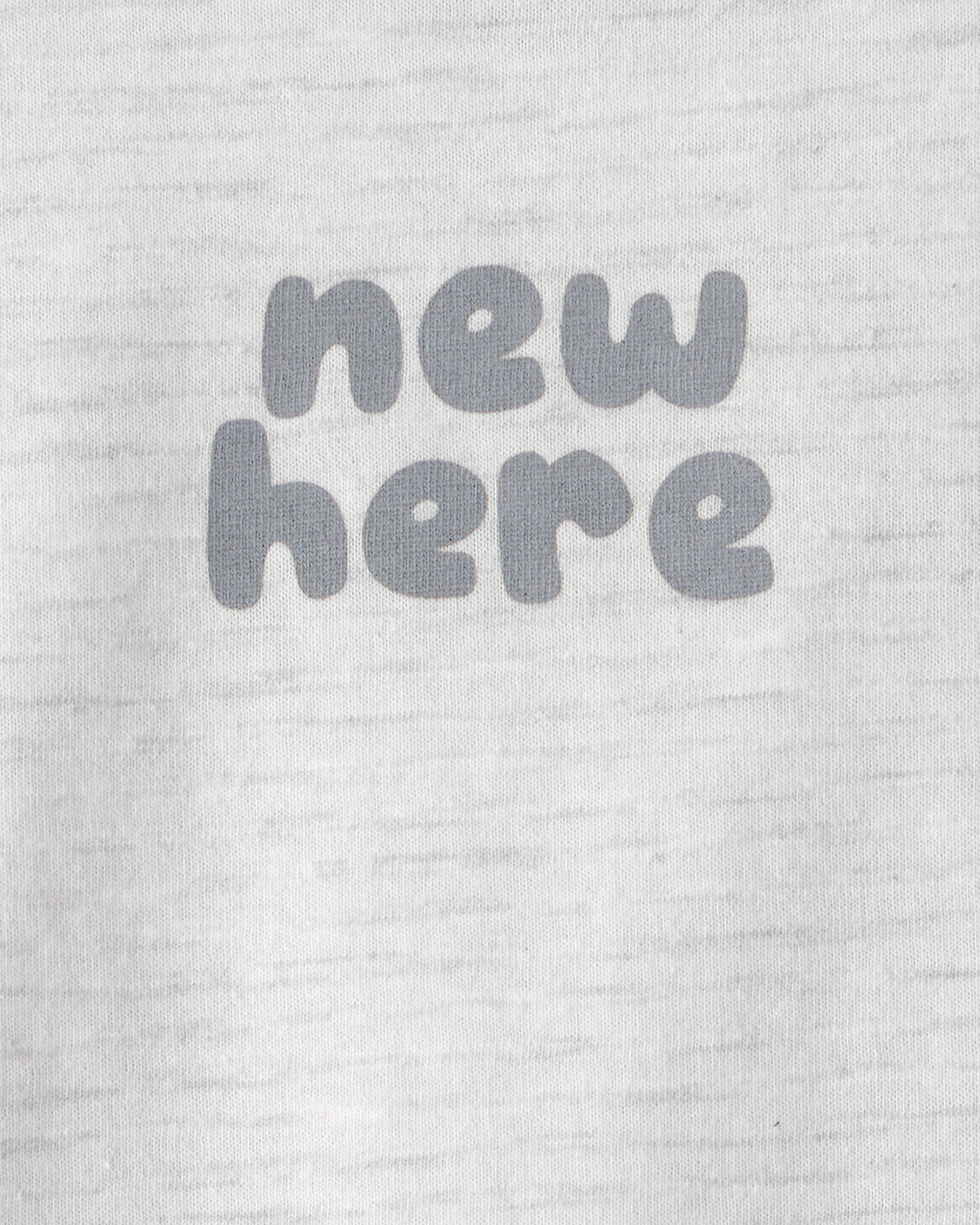 Baby 'New Here' Graphic Bodysuit - Grey