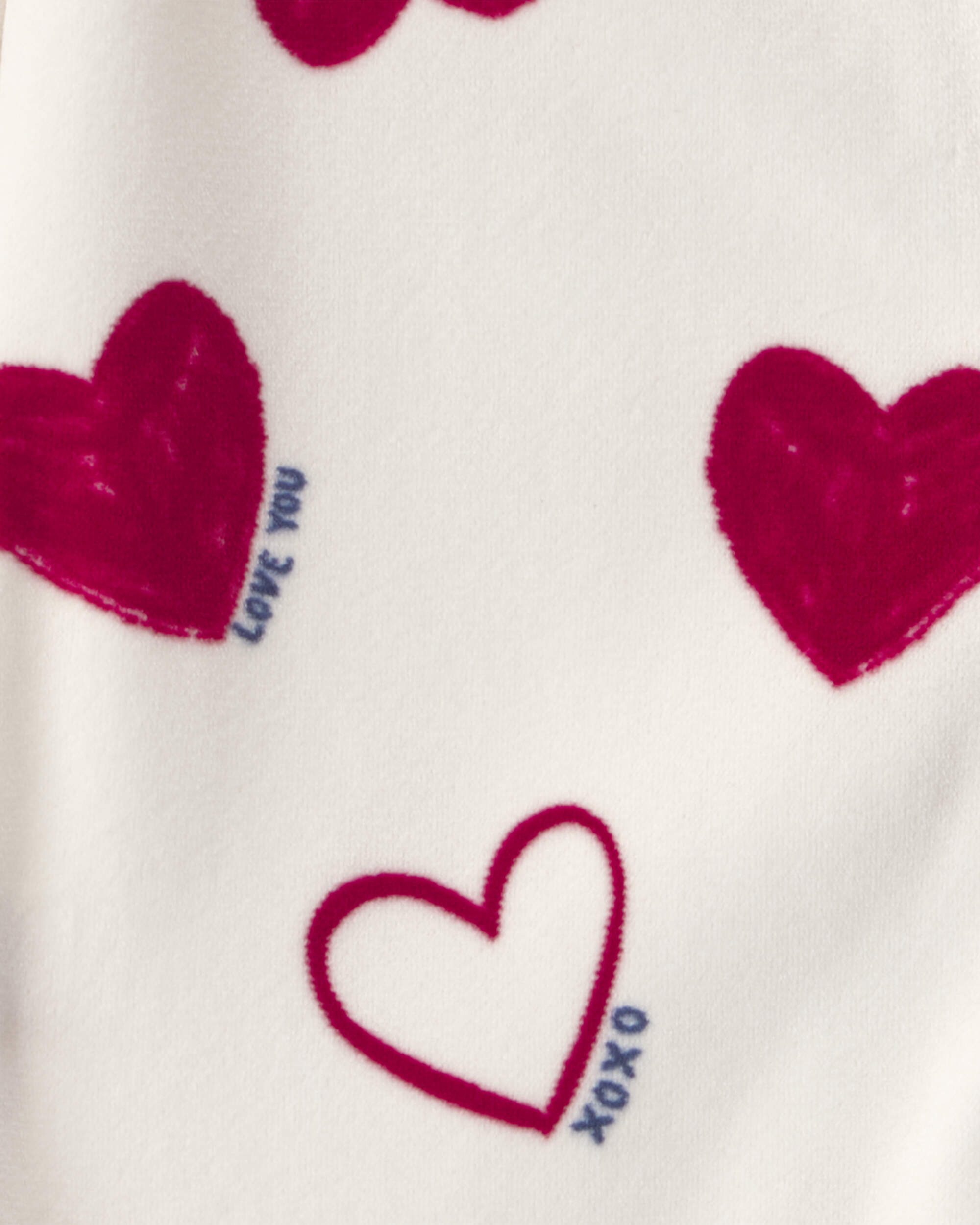 Baby 2-Way Zip Valentine's Day Velvety Sleepers - Cream/Red