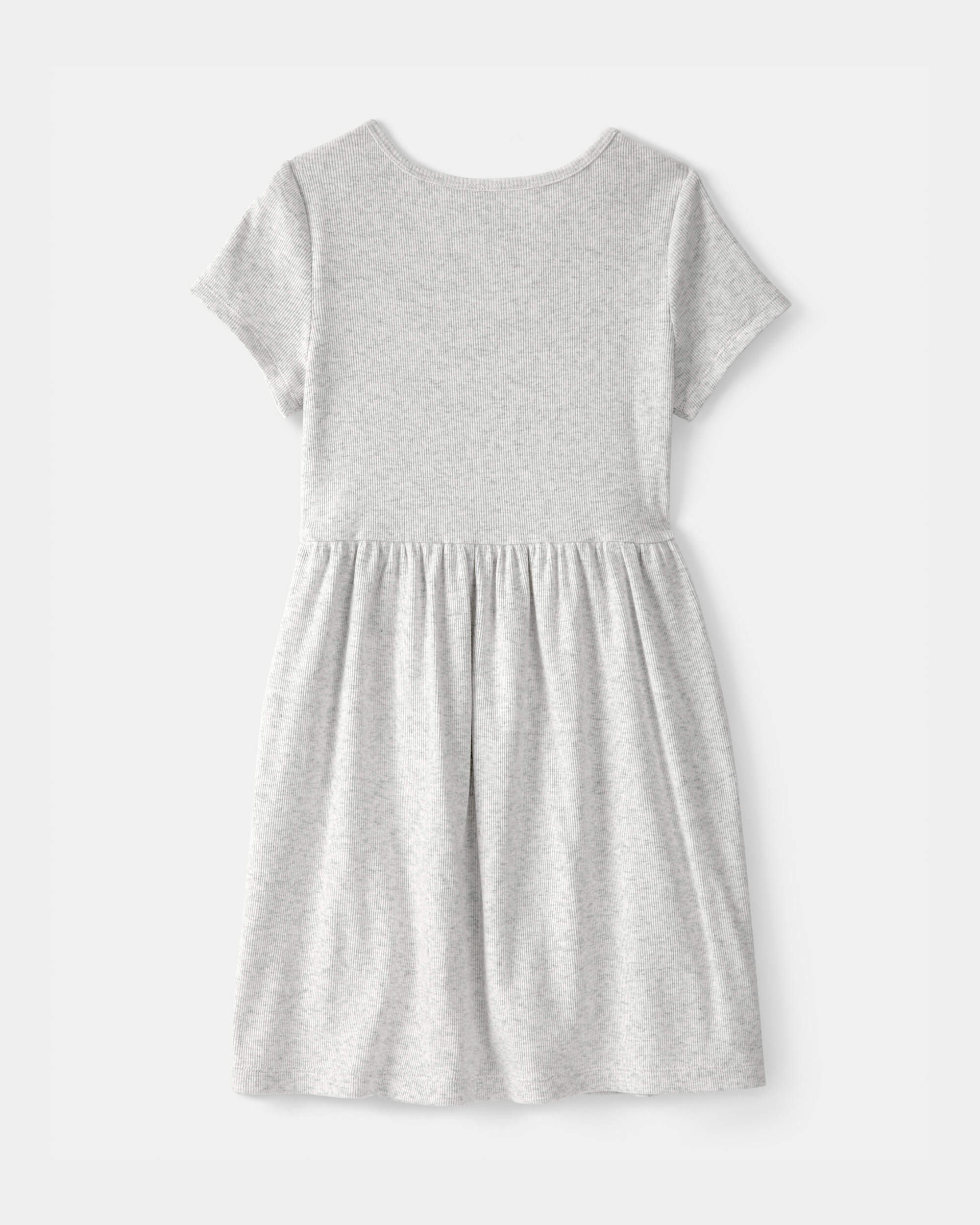 Girls Rib Short-Sleeve Dress - Grey