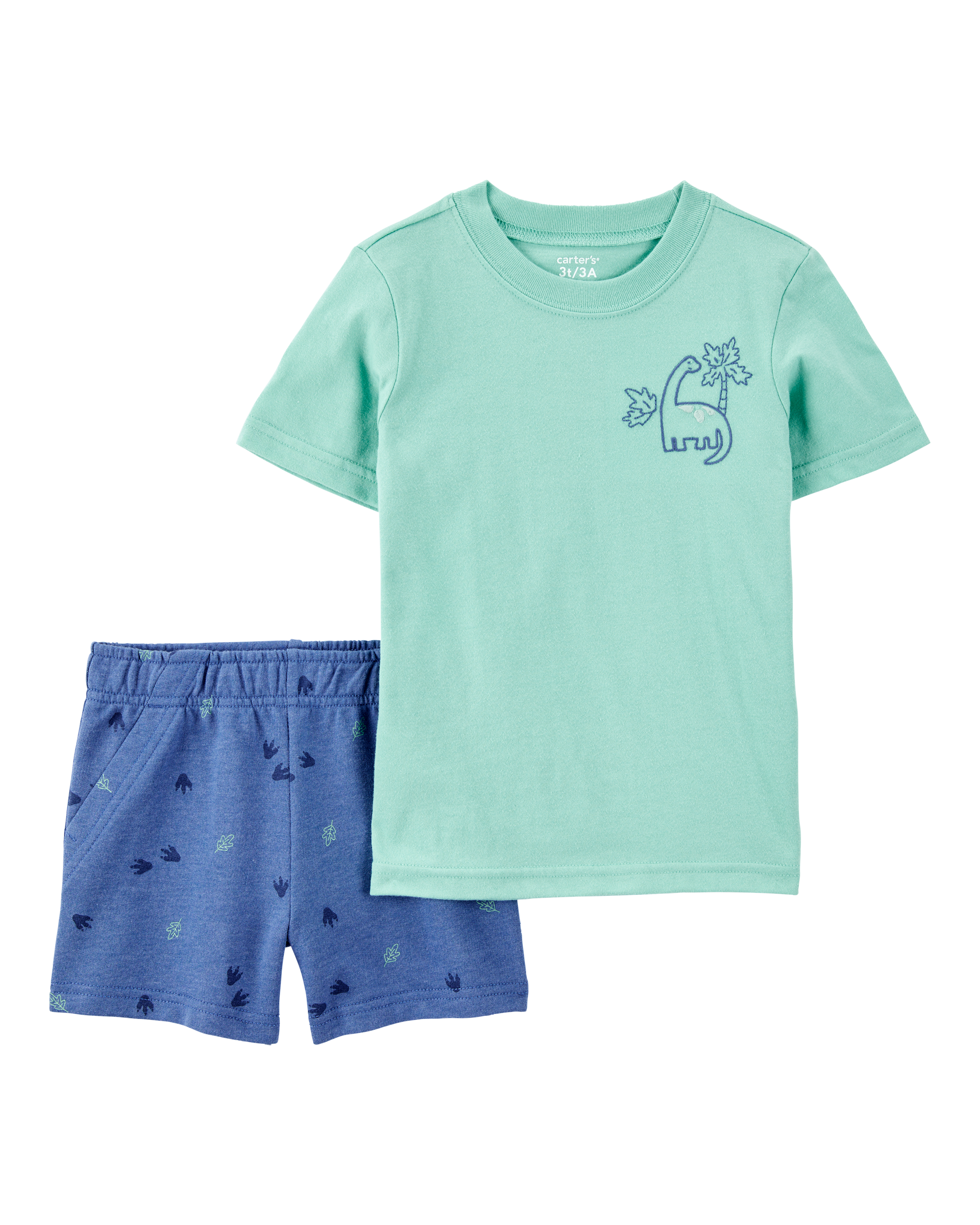 Toddler 2-Piece Dinosaur Outfit Set - Green/Navy