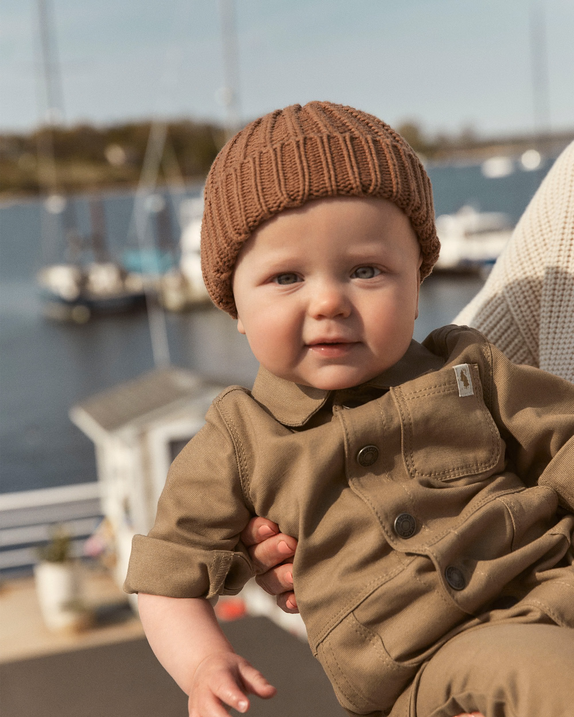 Baby Boy Canvas Long-Sleeve Jumpsuit - Brown