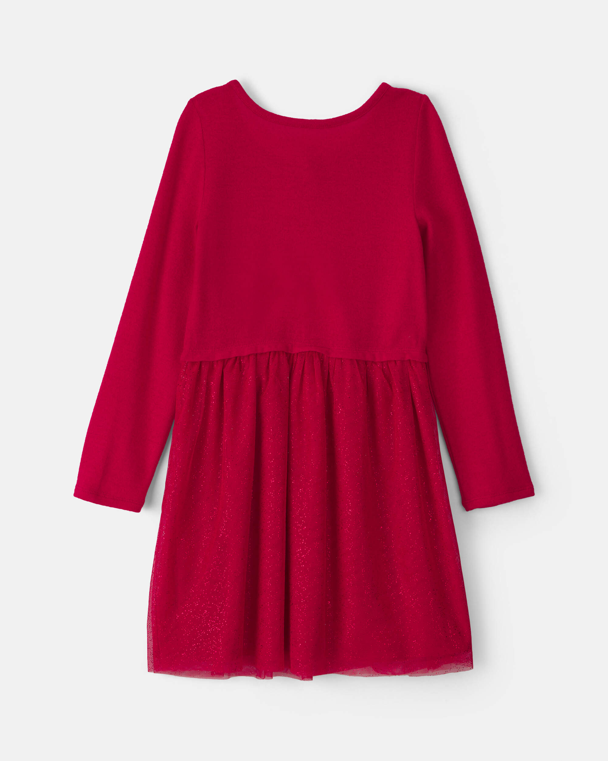Girls Tulle Long-Sleeve Dress - Red
