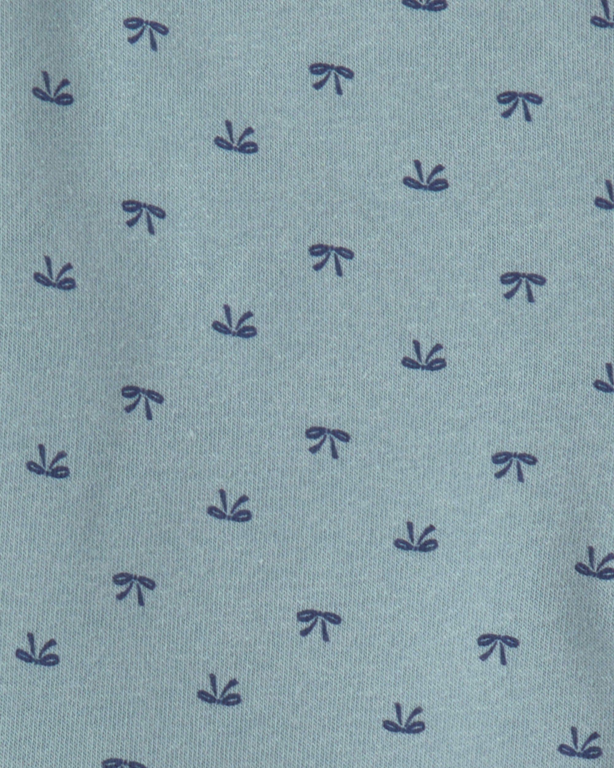 Girls 2-Piece Bow Fleece Pullover & Pant Set – Blue/Grey