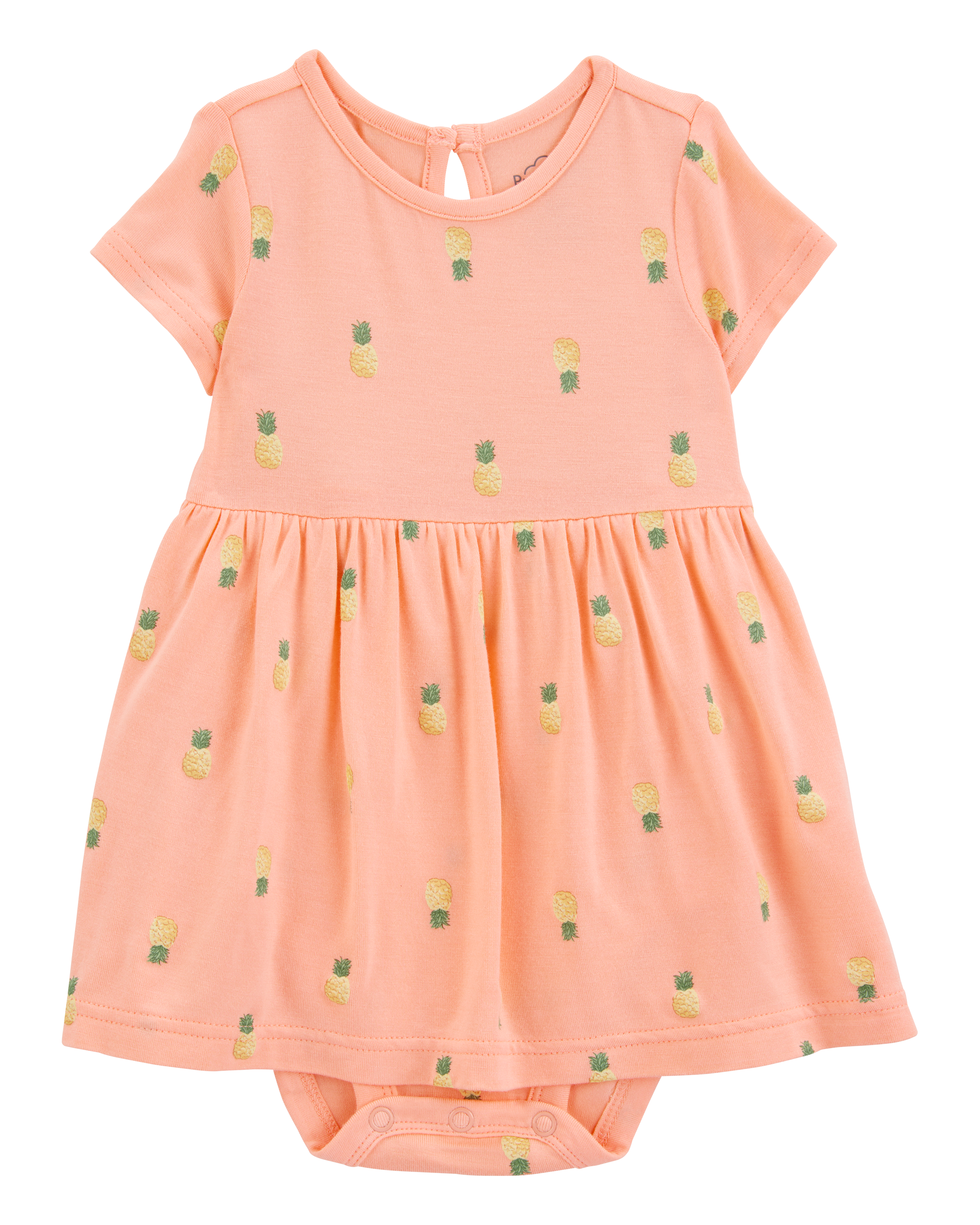 Pineapple Print PurelySoft Bodysuit Dress - Coral