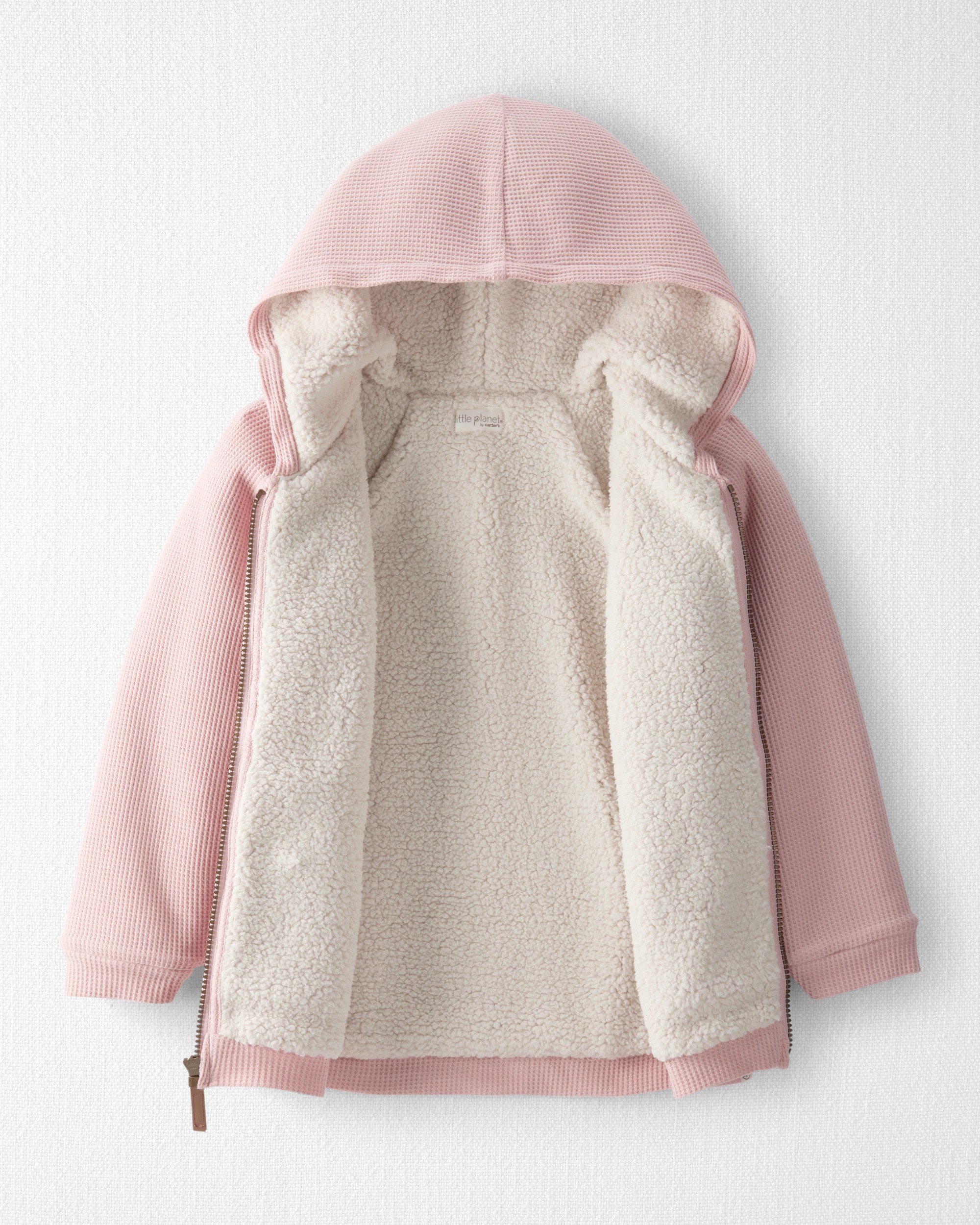 Girls Waffle Knit Hooded Jacket Made with Organic Cotton